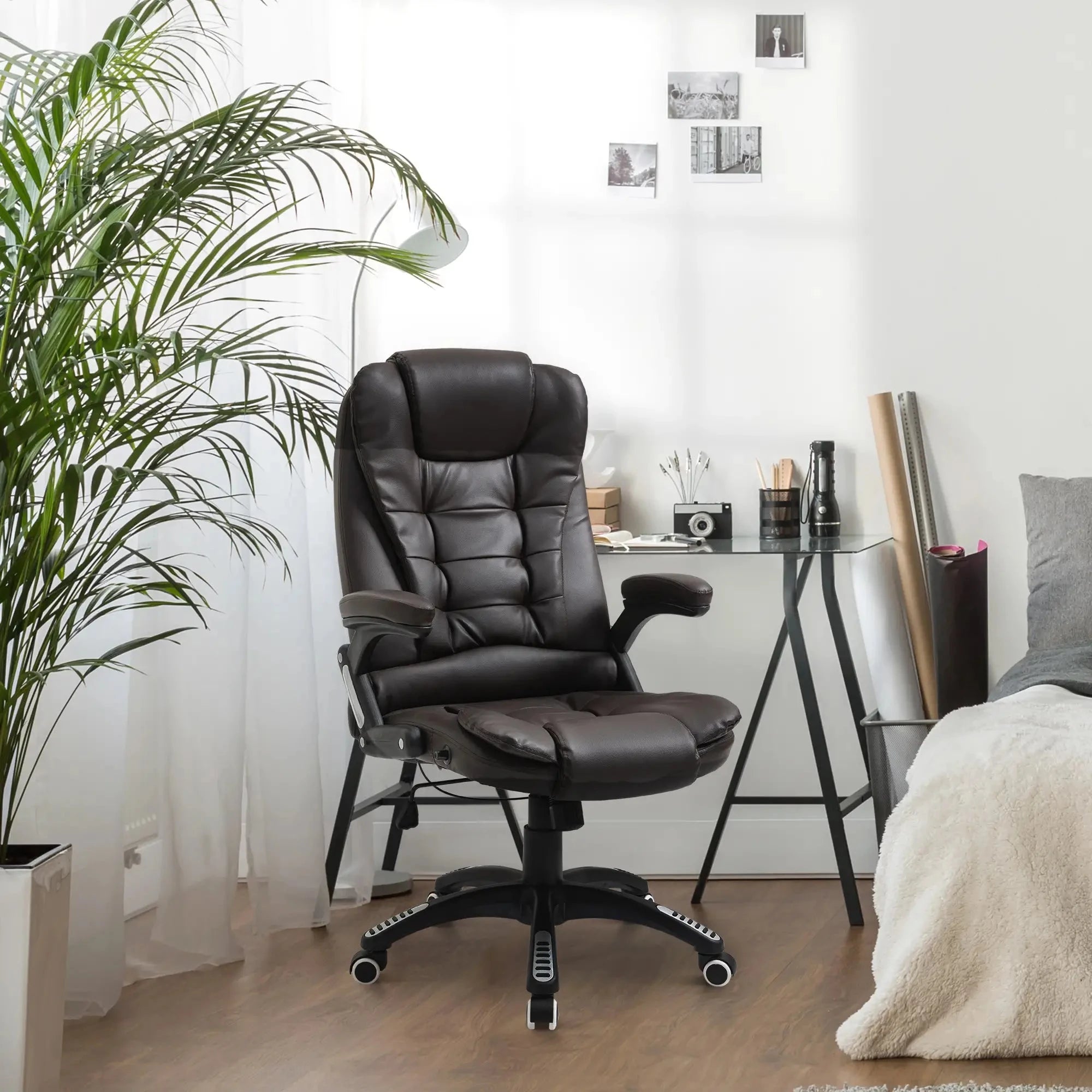 Premium High Back Faux Leather Executive Office Chair - Ergonomic Swivel Seat with Adjustable Height (Black/Gray) - Perfect for Home Office, Conference Rooms & Corporate Workspaces