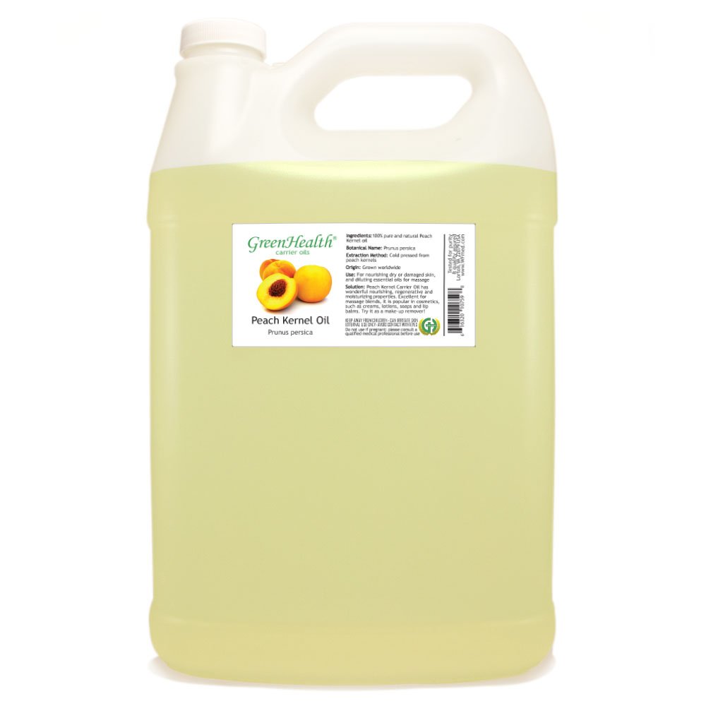100% Pure Peach Kernel Oil - 1 Gallon Plastic Jug with Cap - Natural Carrier Oil for Skin & Hair Care - GreenHealth - Perfect for Massage, Aromatherapy & DIY Beauty Products