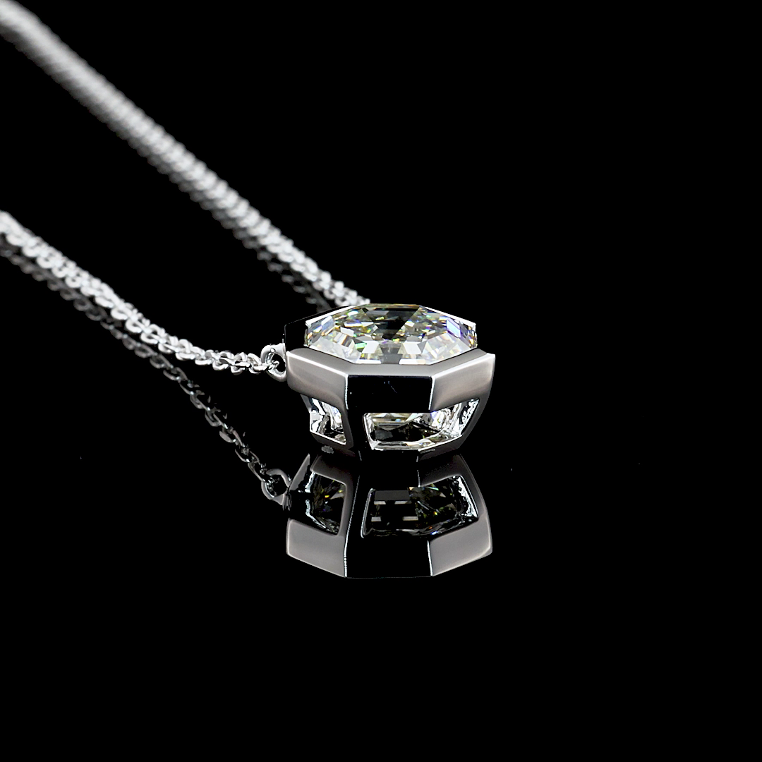 2.23 Carat Lab-Grown Octagon F VS1 Diamond Pendant in 14K White Gold - Elegant Solitaire Necklace for Women, Perfect for Weddings, Anniversaries & Special Occasions