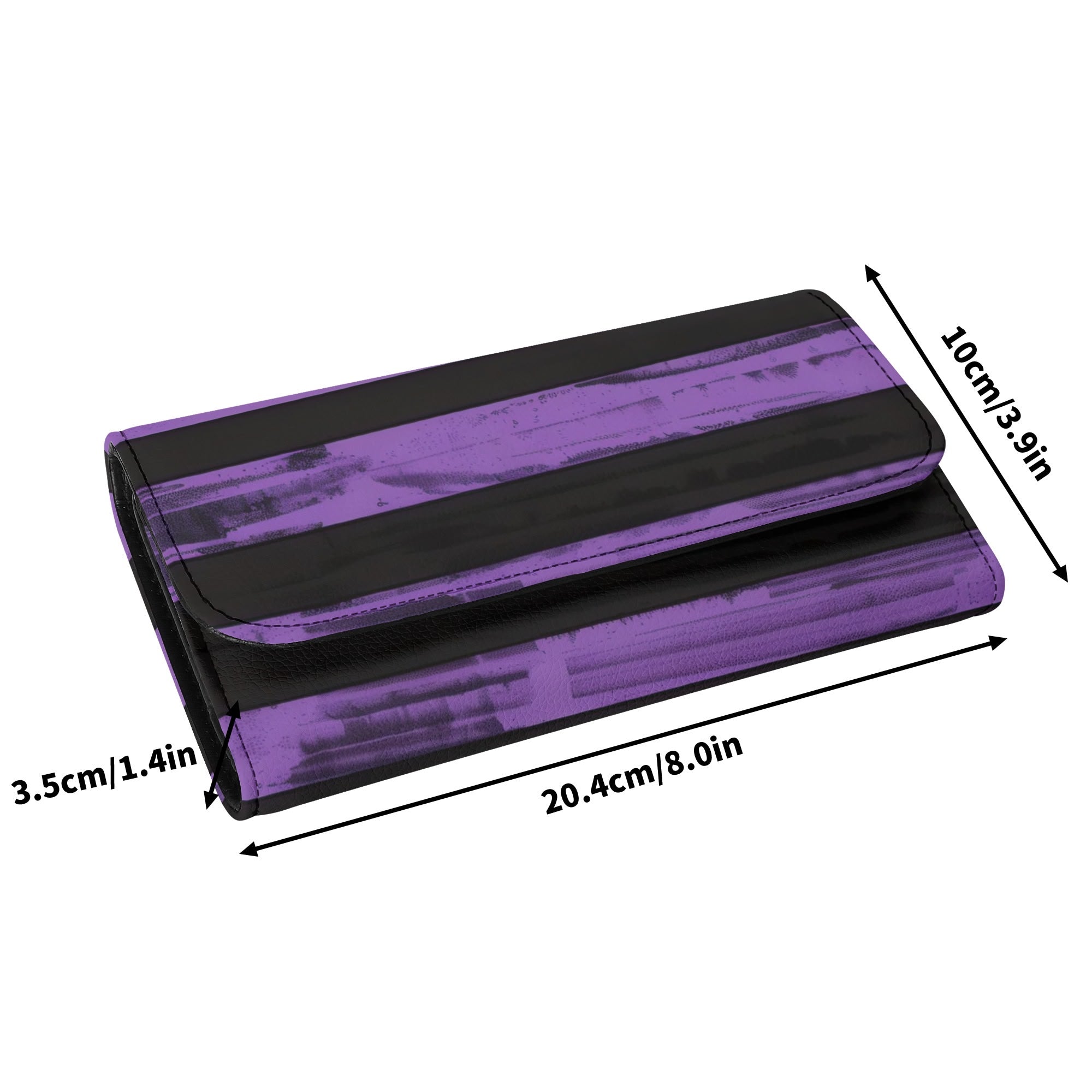 Stylish Purple and Black Striped Trifold Leather Clutch Wallet for Women - Perfect for Parties, Evening Events & Everyday Use