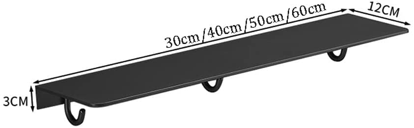 MUSUMI No-Drill Wall Mounted Bathroom Shelf - 60cm Black Space Saving Storage Organizer for Bathroom, Toilet, Kitchen - Perfect for Shower Caddy, Towel Rack & Toiletries Storage