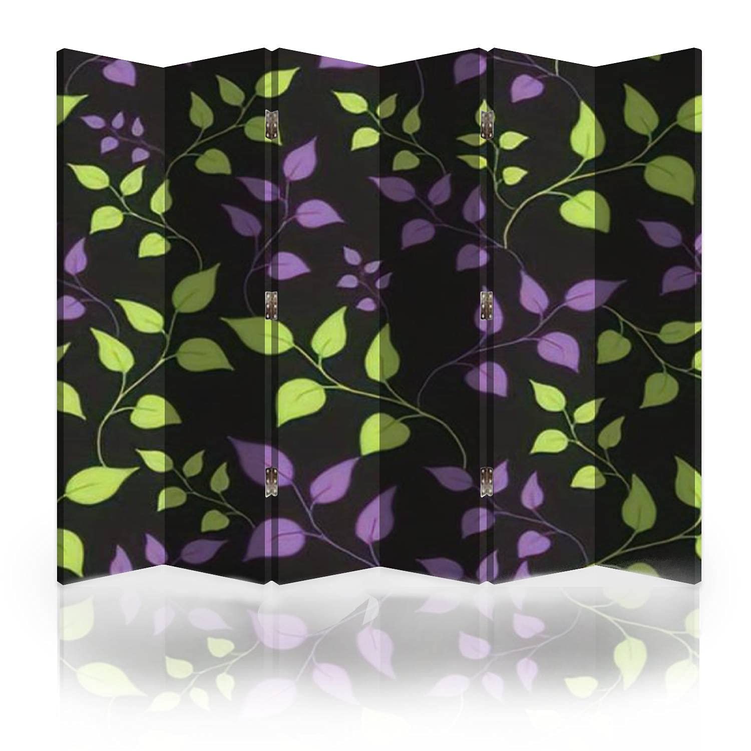 Hand-Painted Doodle Style Canvas Room Divider Screen - 6-Panel Folding Privacy Partition with Ornate Vines Pattern for Bedroom, Office & Living Room Separator - Colorful Decorative Wall Dividers for Home & Workspace