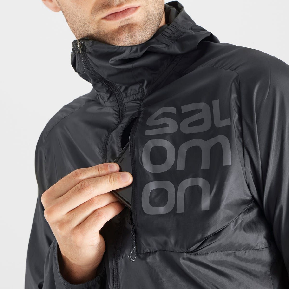 Salomon Men's Bonatti Cross FZ Hoodie - Lightweight Water-Resistant Hiking Jacket for Outdoor Adventures & Trail Running