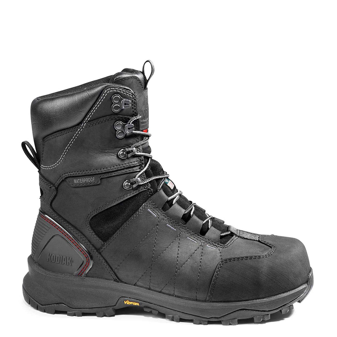 Kodiak Ice Conqueror Men's 8 Composite Toe Work Boots with Vibram® Arctic Grip® - Black (KD0A4TGDBLK) | Slip-Resistant Winter Boots for Construction & Outdoor Work