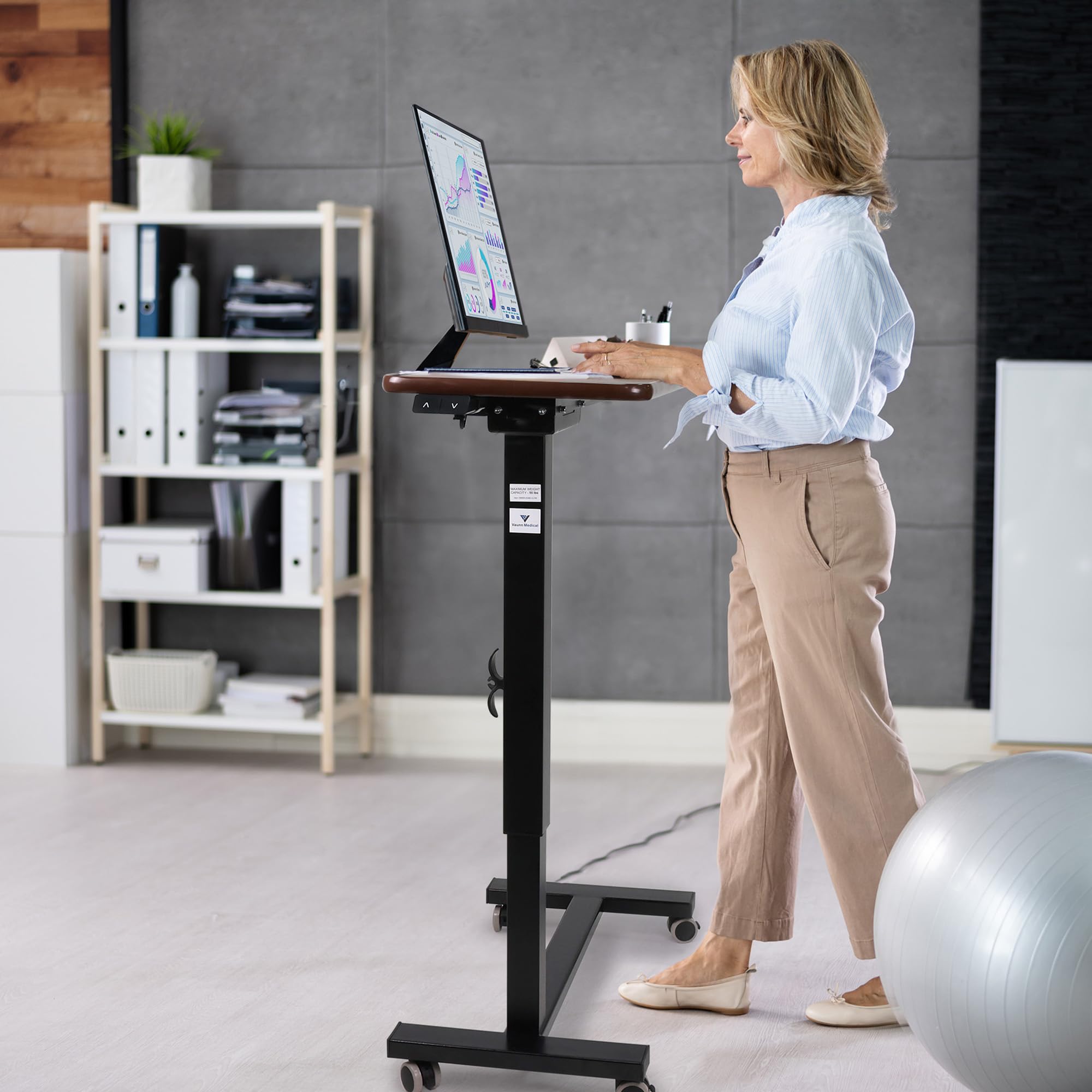 Vaunn Electric Overbed Table - FSA/HSA Eligible, Height Adjustable Medical Bedside Table with Wheels for Hospital & Home Use | Perfect for Eating, Reading, Working in Bed or Recovery