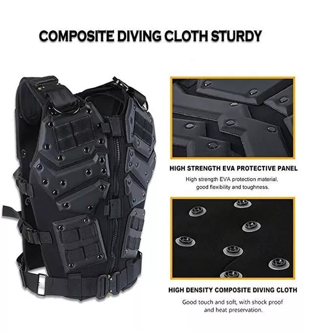 TF3 Tactical Vest Body Armor - Military Grade Adjustable Plate Carrier for Outdoor, Airsoft & Survival - Perfect for Hunting, Range Training & Tactical Missions