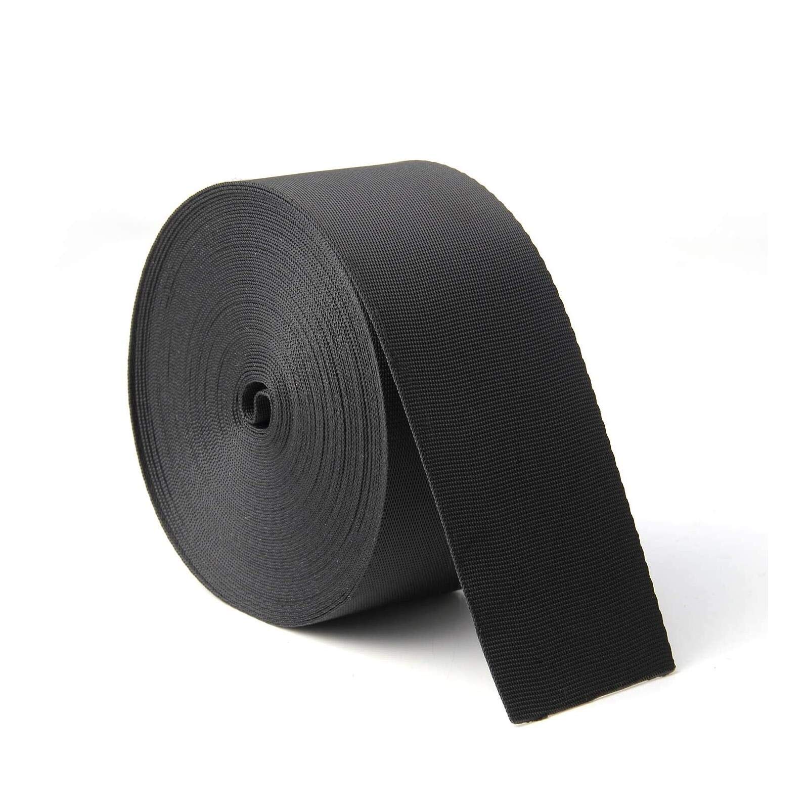 Heavy Duty 2 Inch Wide 10 Yards Nylon Webbing Strap - Polypropylene Reinforced Straps for Bags, Backpacks, Hammocks & Outdoor Gear | Perfect for DIY Projects, Luggage Straps, Pet Collars, Climbing Equipment & Repairing Outdoor Gear (Black)