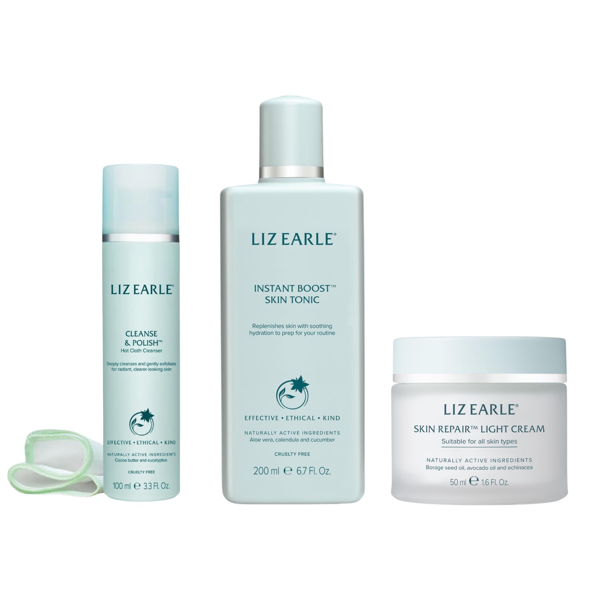 Liz Earle Hydration Collection - Gentle Face Wash, Facial Toner & Moisturizing Cream for Deep Hydration - 3-Step Skincare Routine to Balance & Nourish Dry Skin - Achieve Healthy, Radiant Glow - Perfect for Daily Use, Travel & Gift Sets