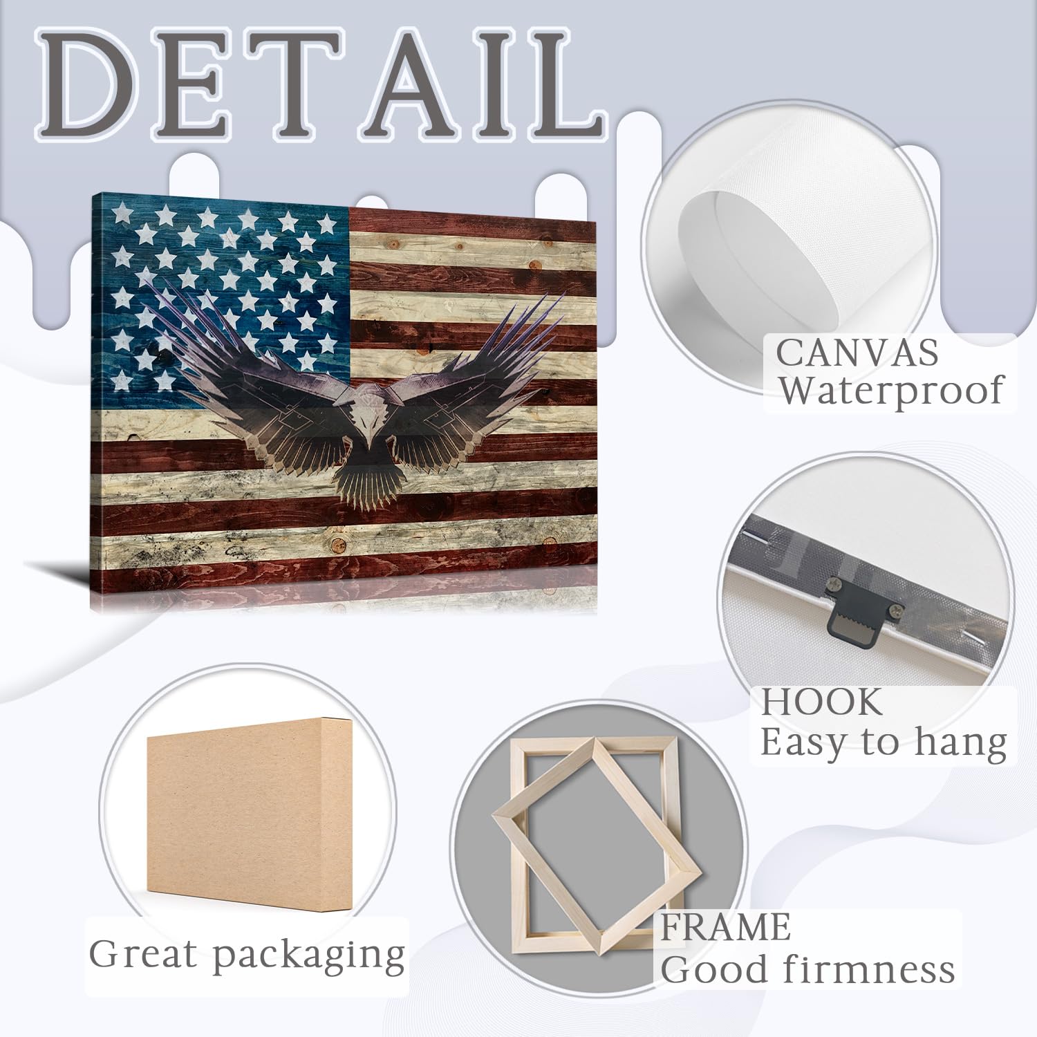 American Flag Wooden Wall Art - Handcrafted Eagle Military Decor Patriotic Wood Flag Poster for Home, Bedroom & Office - Ready to Hang (28''H x 40''W) - Perfect for Veterans Day, Independence Day & Patriotic Home Decor