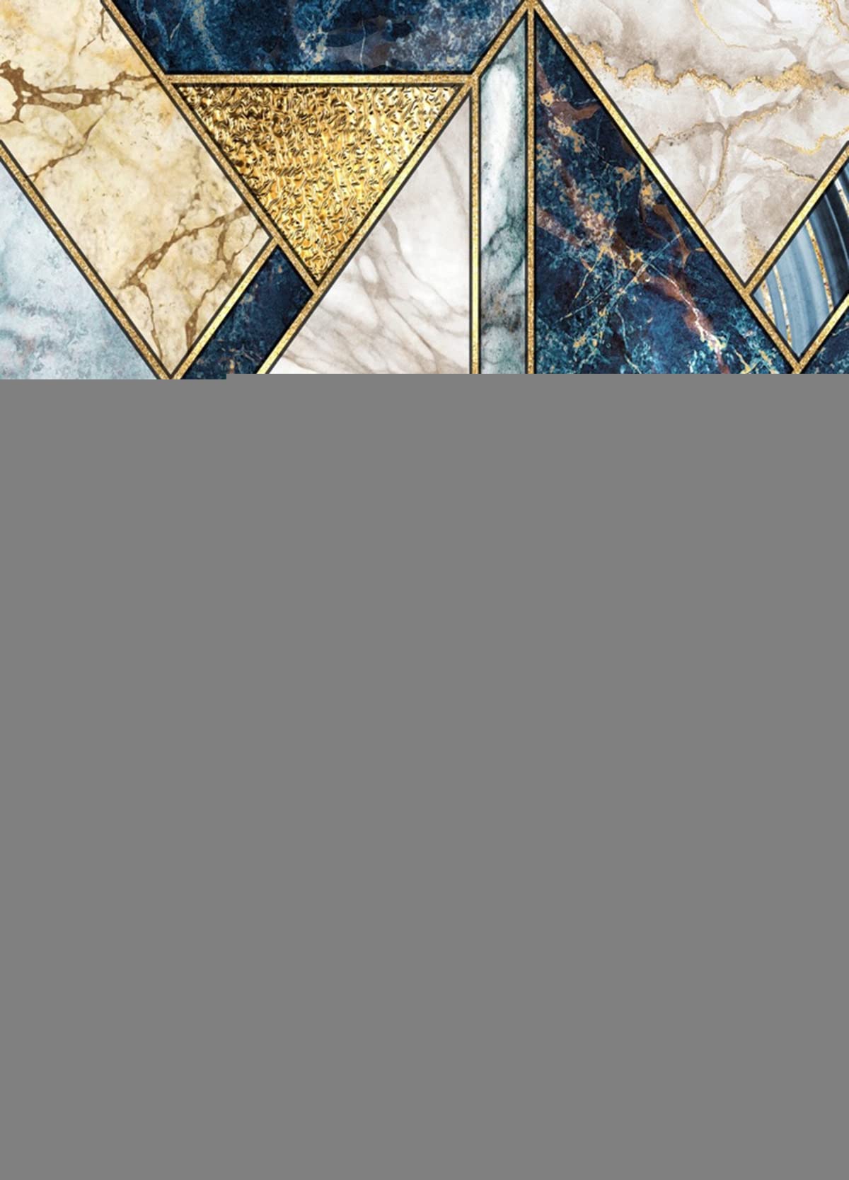Gold Blue Marble Abstract Modern Area Rug 3x8 - Geometric Non-Shedding Runner Rug for Living Room, Dining Room, Bedroom & Home Office - Soft Thick Washable Carpet - Perfect for Boho Decor, Mid-Century Modern Spaces & Cozy Home Accents