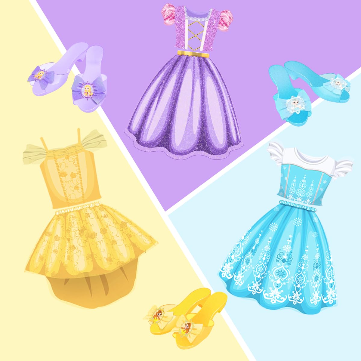 Meland Princess Dress Up Costume Set for Girls Ages 3-6 | Fairy Tale Pretend Play Outfit with Crown & Shoes | Perfect Birthday Gift for Toddler Girls | Princess Tea Party, Dress Up Play & Birthday Celebration