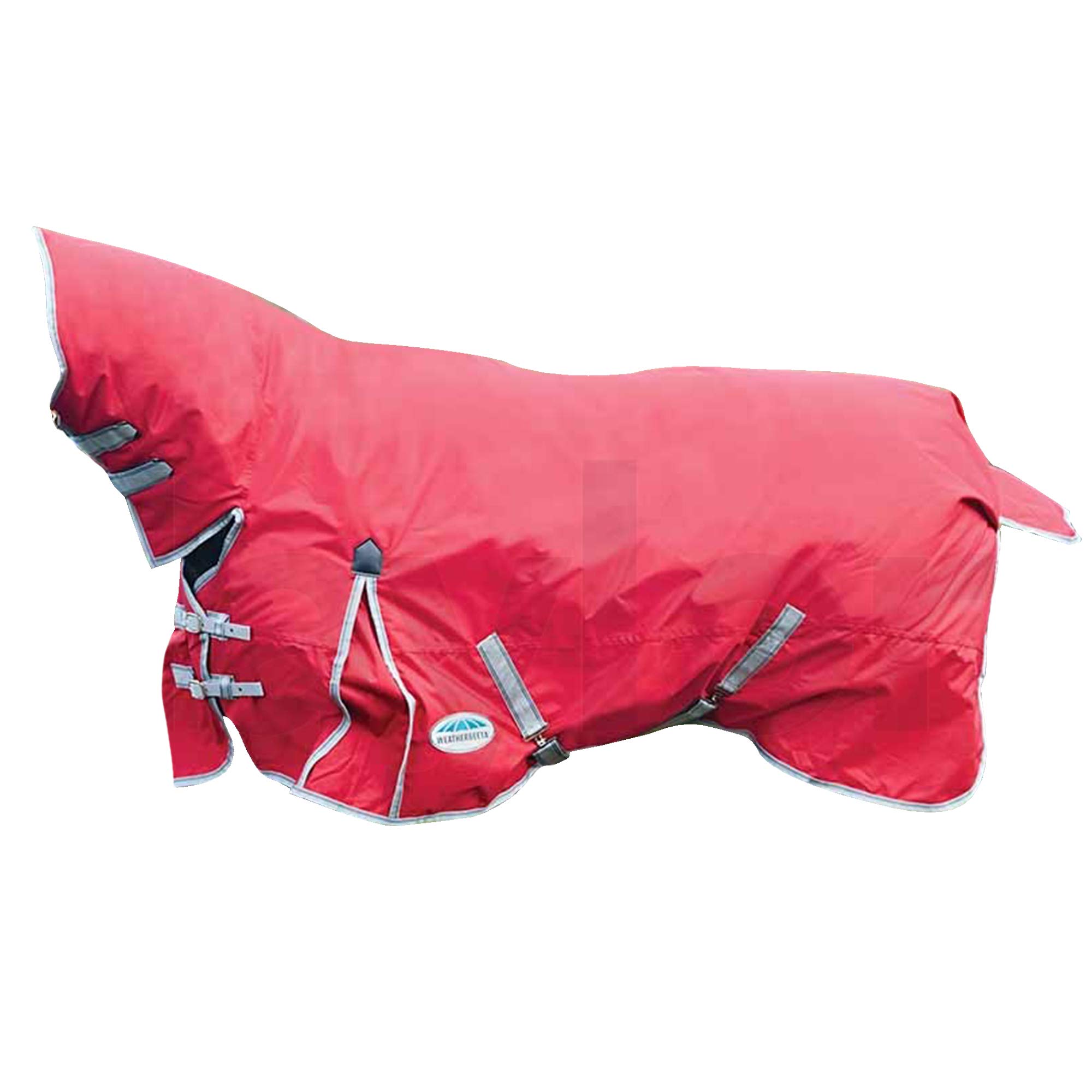 WeatherBeeta ComFiTec Classic Combo Neck Lite Horse Blanket - Red/Silver/Navy, 48 Inch - Waterproof Turnout Rug for Winter Riding & Stable Use