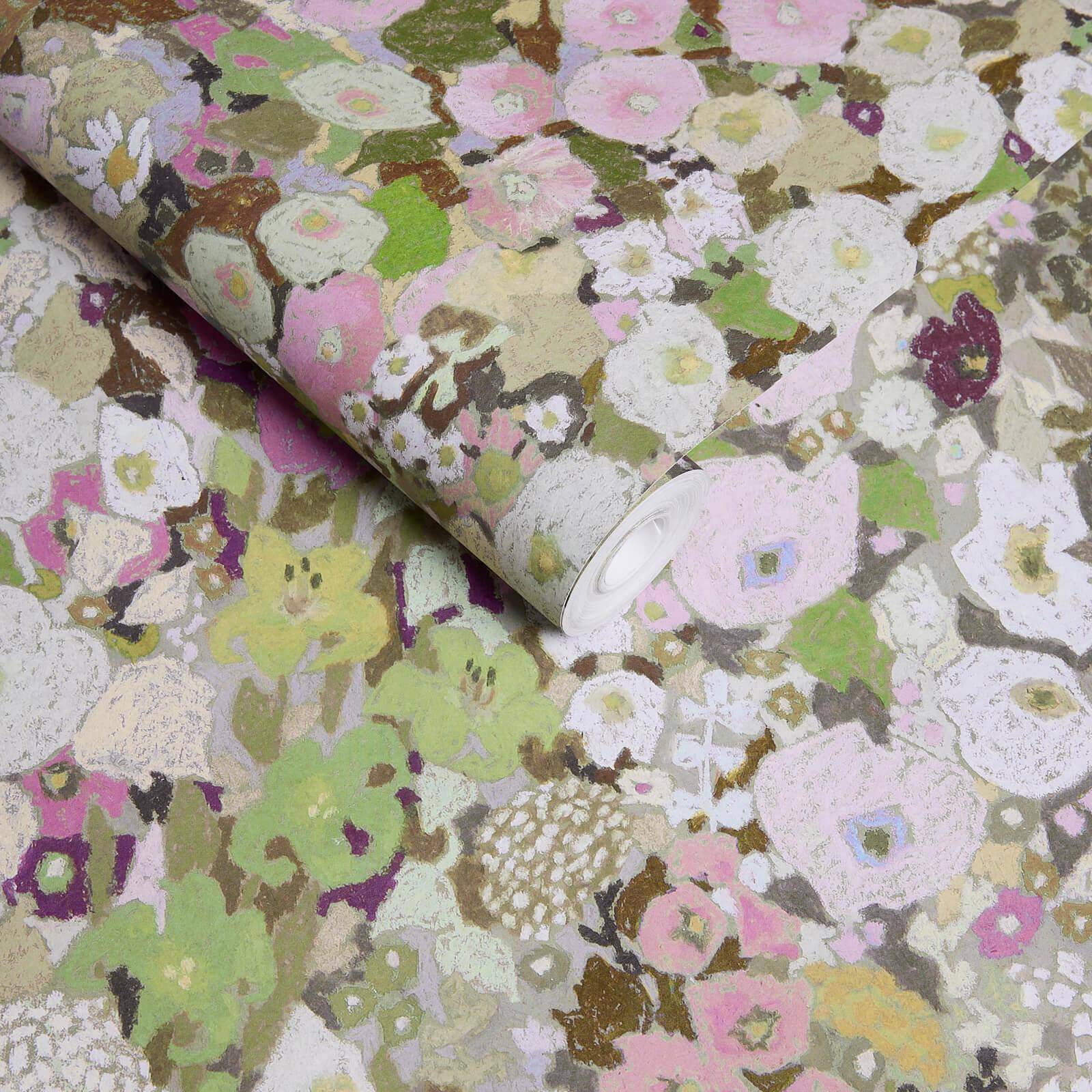 Hollyhocks Wallpaper - Floral Meadow Design for Bedroom & Living Room Decor | Peel and Stick Removable Wallpaper