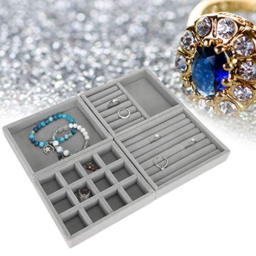 4Pcs Stackable Jewelry Organizer Trays - Removable Display Trays for Earrings, Necklaces, Bracelets & Rings - Perfect for Jewelry Boxes, Vanity & Travel Organization