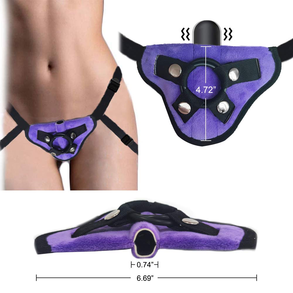 MISSTU Strapon Harness for Women - Adjustable Wearable Panty Vibrator with Clitoral Stimulator & Bullet Vibrator - Beginner Lesbian Couples Sex Toy (Purple) - Perfect for Role Play, Couples Bonding & Sensual Exploration