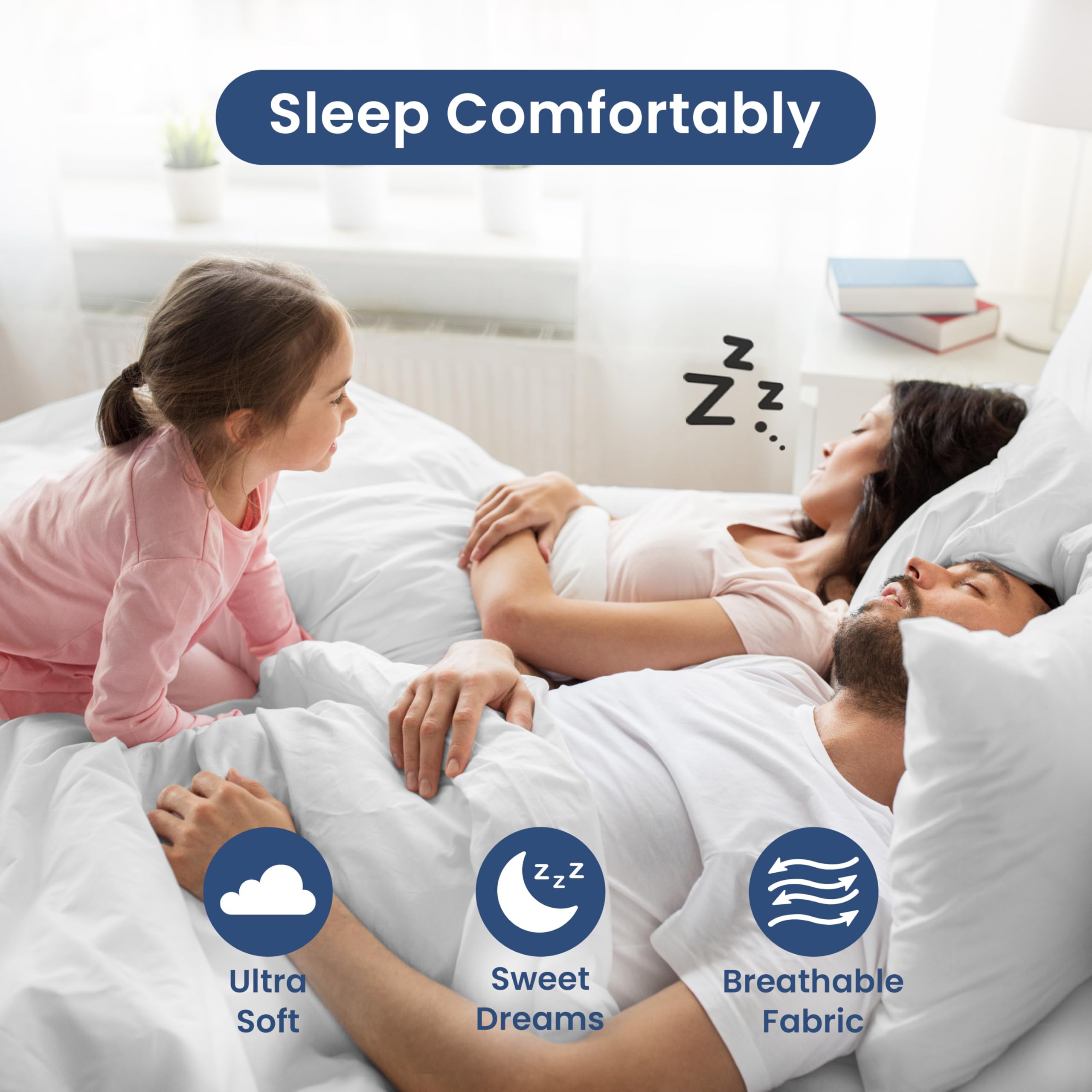 Premium 3-Piece Twin Sheet Set - Ultra Soft & Breathable Brushed Cotton Blend - Wrinkle Resistant, Durable & Easy Care Bedding - Perfect for Kids' Rooms, Dorms & Guest Beds (White)