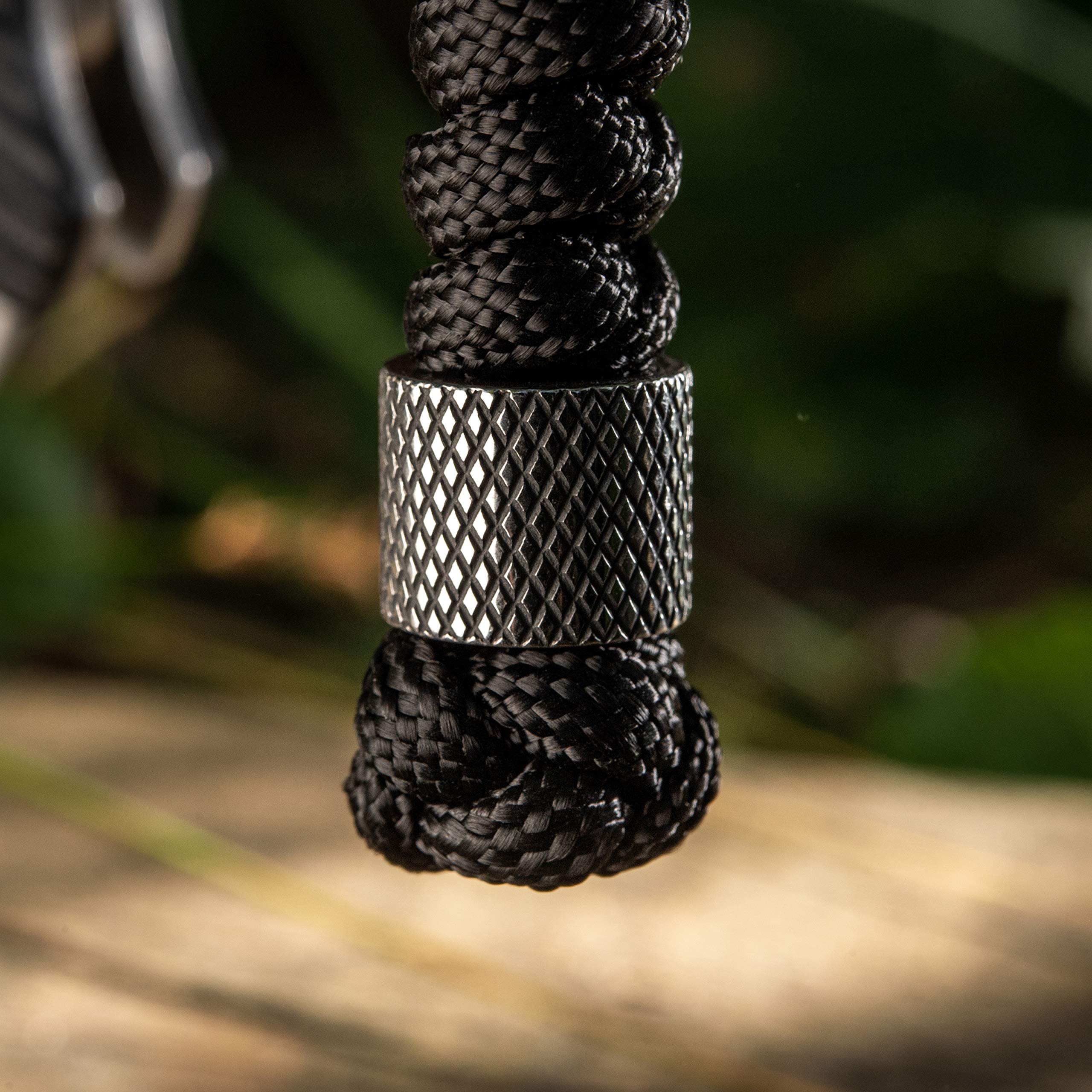 M-Tac Tactical Knife Lanyard with Beads - 550 Paracord Survival Lanyard for EDC Knives - Stainless Steel Viper Bead (Black) - Perfect for Outdoor Camping, Hiking & Survival Gear