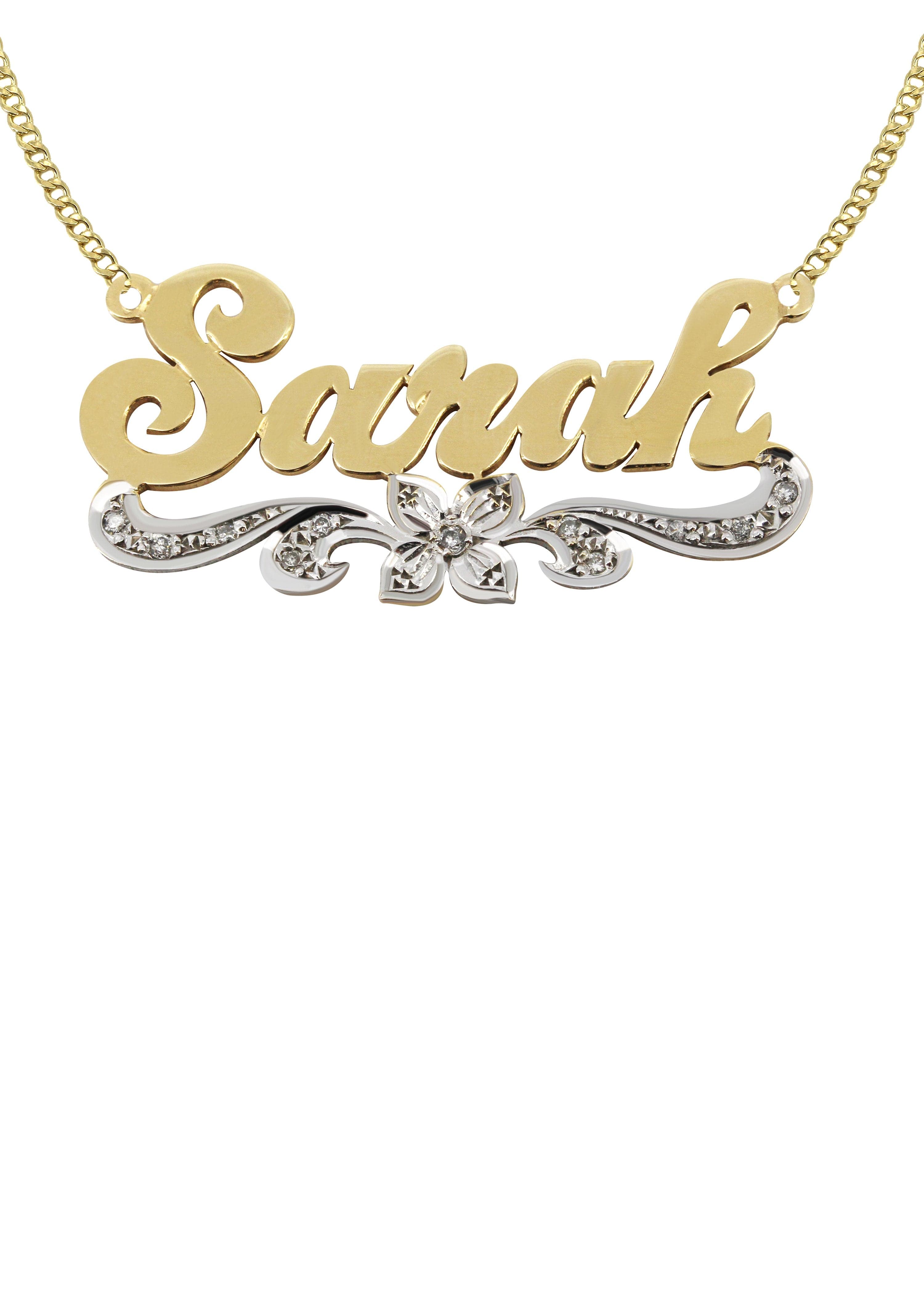 14K Gold Two Tone Name Plate Necklace - Personalized Custom Name Jewelry for Women | Perfect for Birthdays, Anniversaries & Gifts