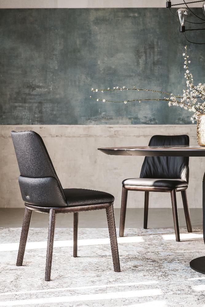 Cattelan Italia Belinda Modern Dining Chair - Upholstered Fabric Seat & Metal Legs for Kitchen, Dining Room, or Office