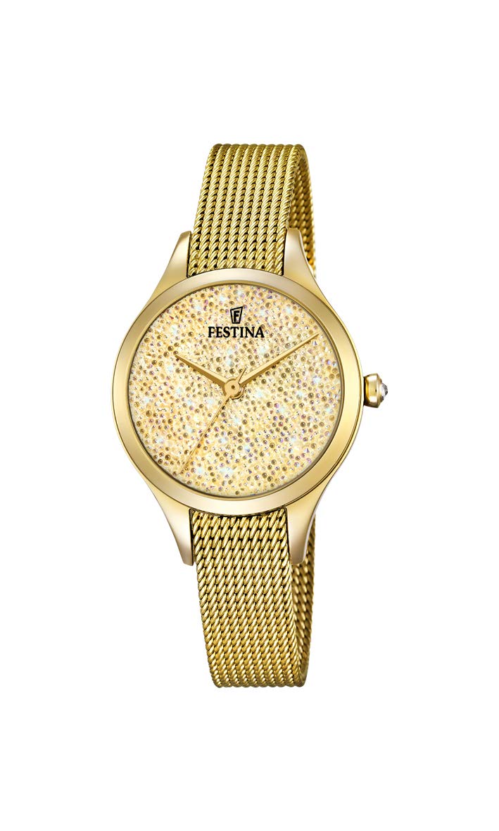 Festina Women's Gold Stainless Steel Quartz Watch - Elegant Year-Round Timepiece with Date Display (Model F20337/2) | Perfect for Office, Parties & Everyday Wear