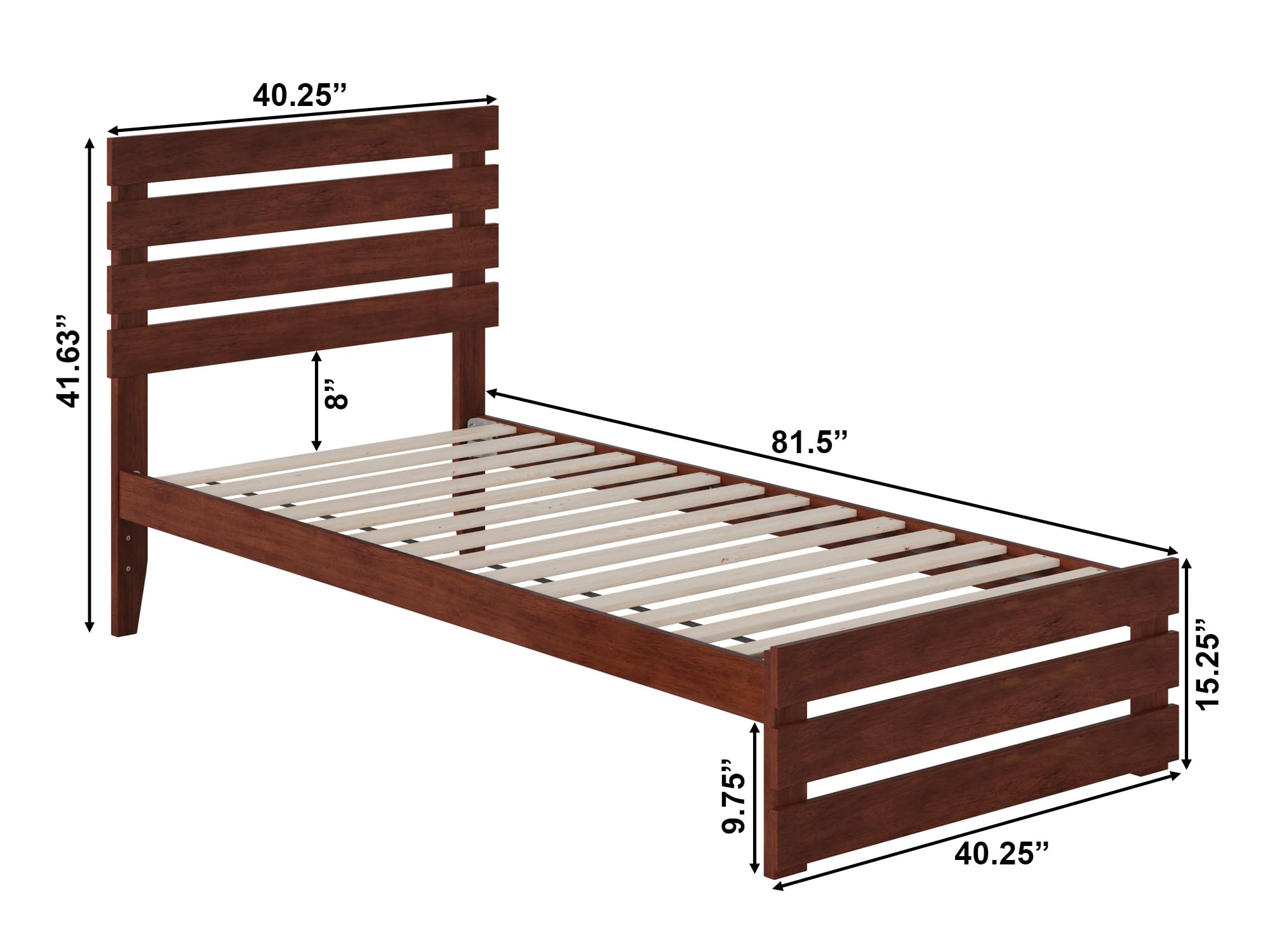 AFI Oxford Twin Extra Long Bed Frame with Footboard & USB Turbo Charger - Walnut Finish for Kids, Teens & Guest Rooms | Durable & Stylish Bedroom Furniture