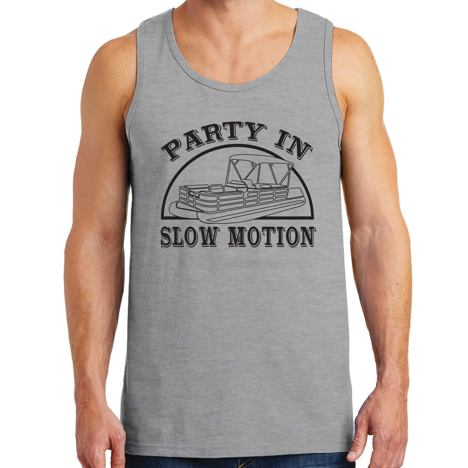 Funny Summer Lake Life Pontoon Boat Tank Top - Party in Slow Motion Graphic Tee for Women | Casual Beachwear & Boat Party Outfit