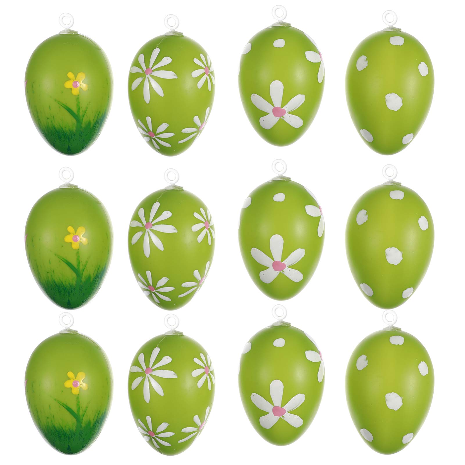 NUOBESTY 20pcs Easter Stuffed Toy Eggs - Green Floral Printed Hanging Ornaments for Home Decor, DIY Crafts, and Holiday Party Decorations | Perfect for Easter Celebrations, Spring Home Decor, and Gift Giving