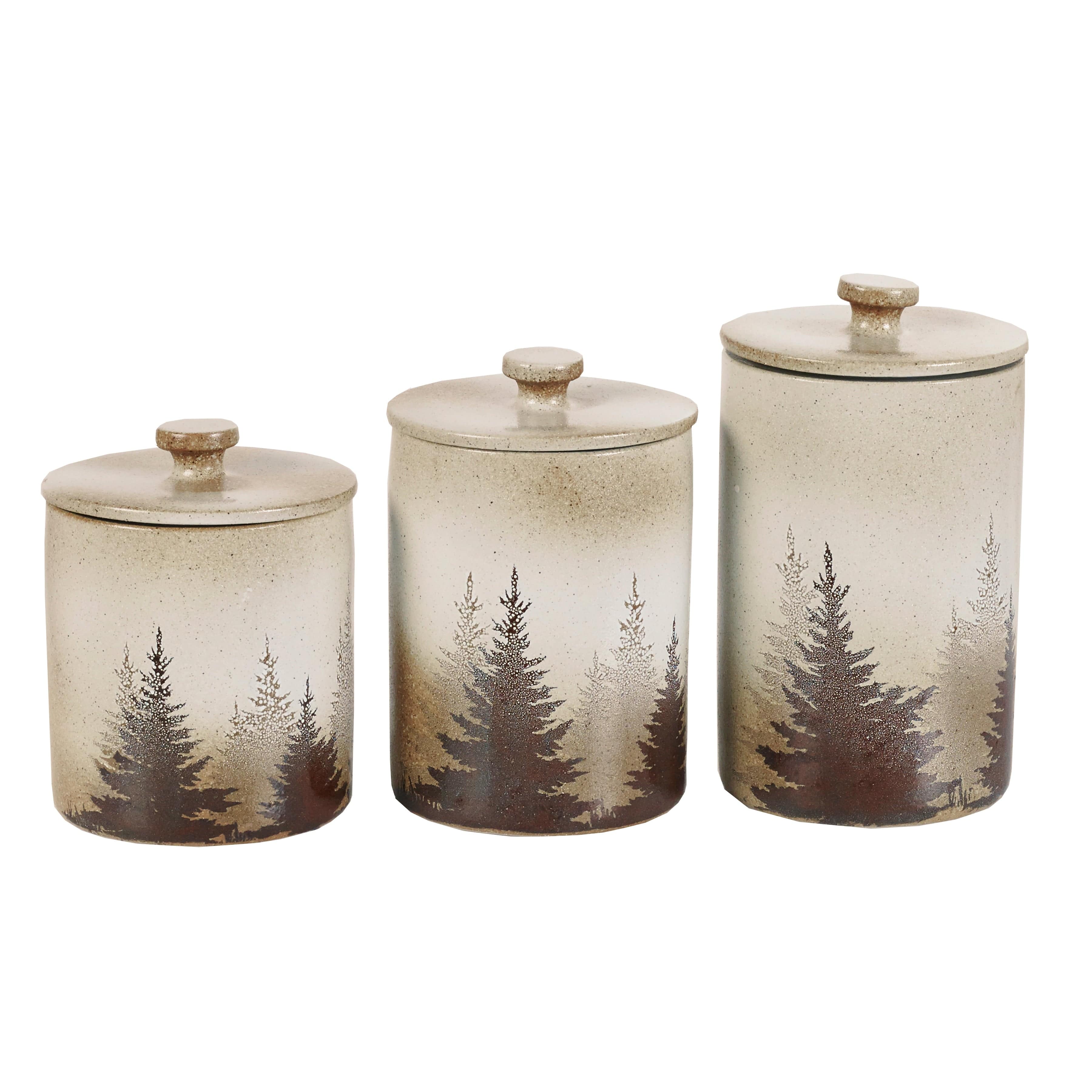 Clearwater Pines 19-Piece Dinnerware Set with Canister - Elegant Stoneware Dinner Plates, Bowls & Storage Jar for Family Dining, Entertaining & Kitchen Decor