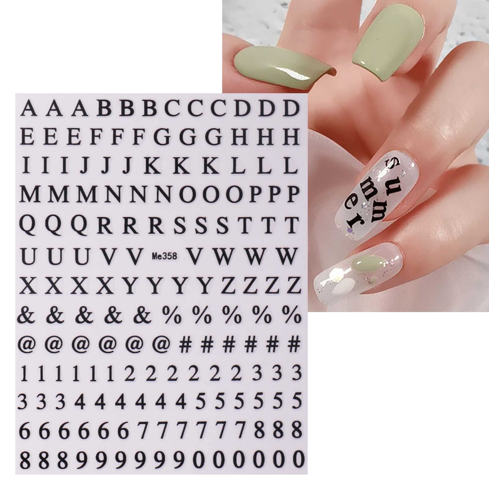 Colorful Number Letter Nail Stickers - 9 Sheets for DIY Nail Art Designs