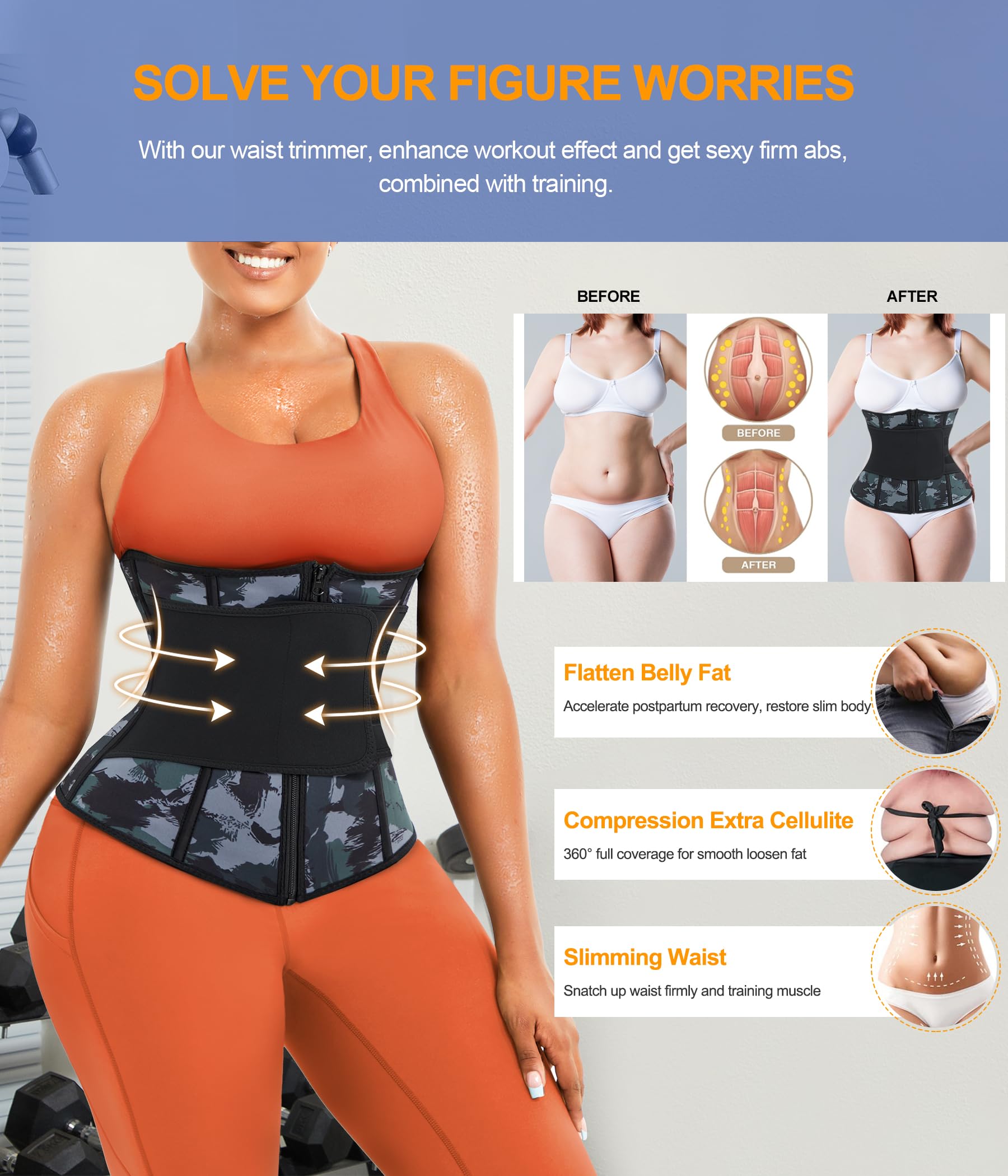 TrainingGirl Women's Waist Trainer Corset - Tummy Control Slimming Belt for Workout & Weight Loss | Postpartum Body Shaper, Sweat Waist Cincher for Gym, Yoga & Everyday Wear