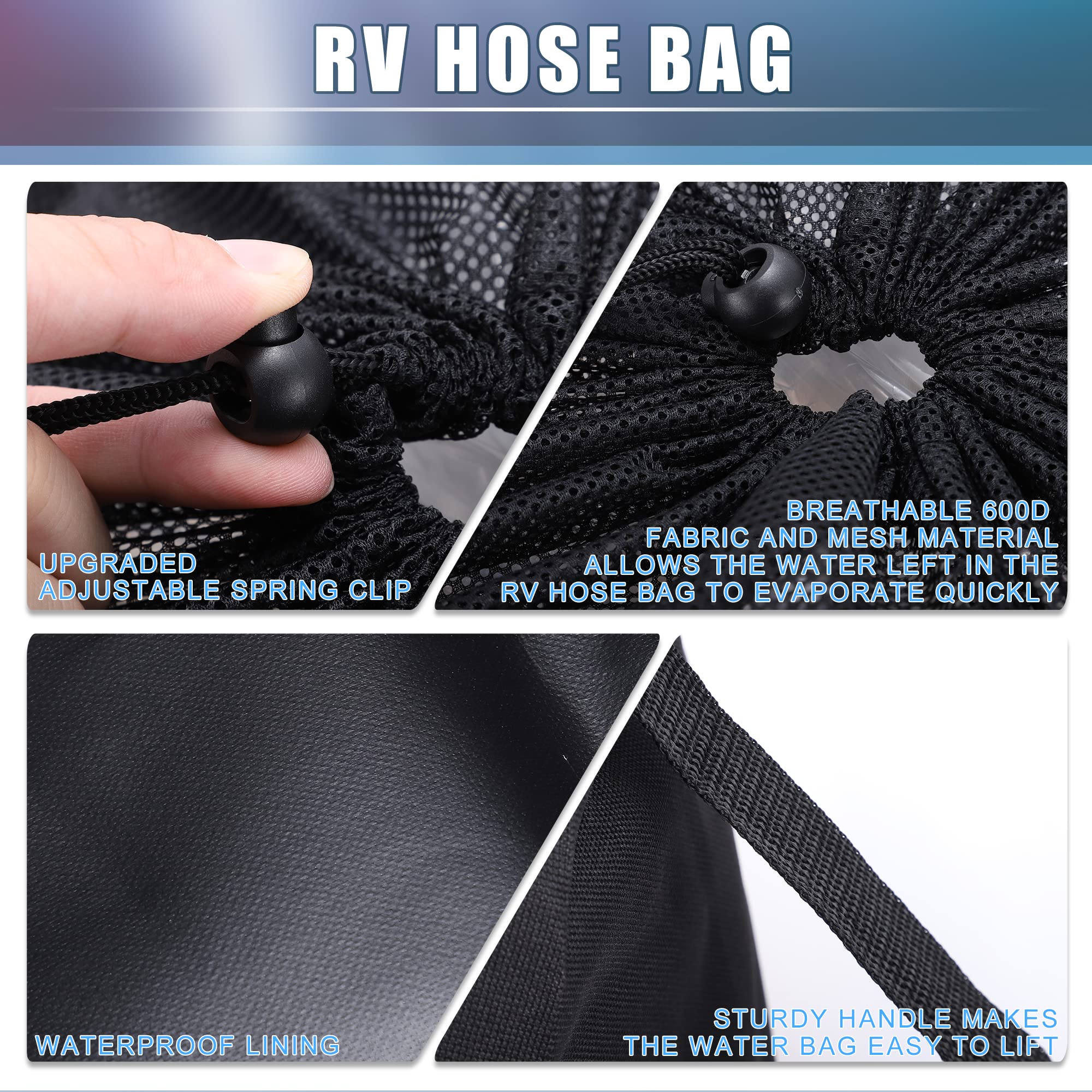 Waterproof RV Sewer Hose Storage Bag - Heavy Duty Camper Utility Bag for RV Accessories - Black - Perfect for RV Camping, Travel & Outdoor Adventures