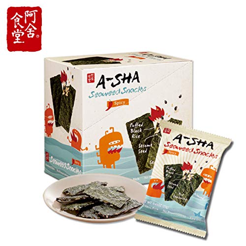 A-Sha Premium Spicy Seaweed Snacks - Single Pack | Healthy & Crunchy Korean Nori Sheets | Perfect for On-the-Go Snacking, Lunch Boxes & Keto Diet