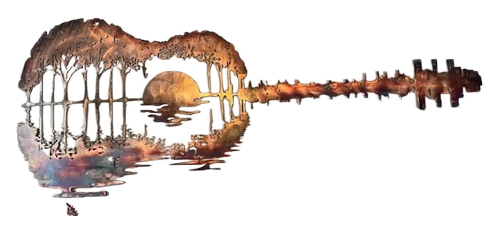 Vintage Guitar Metal Wall Art - Abstract Guitarist Sculpture, Creative Silhouette Hanging Decor for Music Lovers - Perfect for Home, Studio & Bar Decor (Color: A)