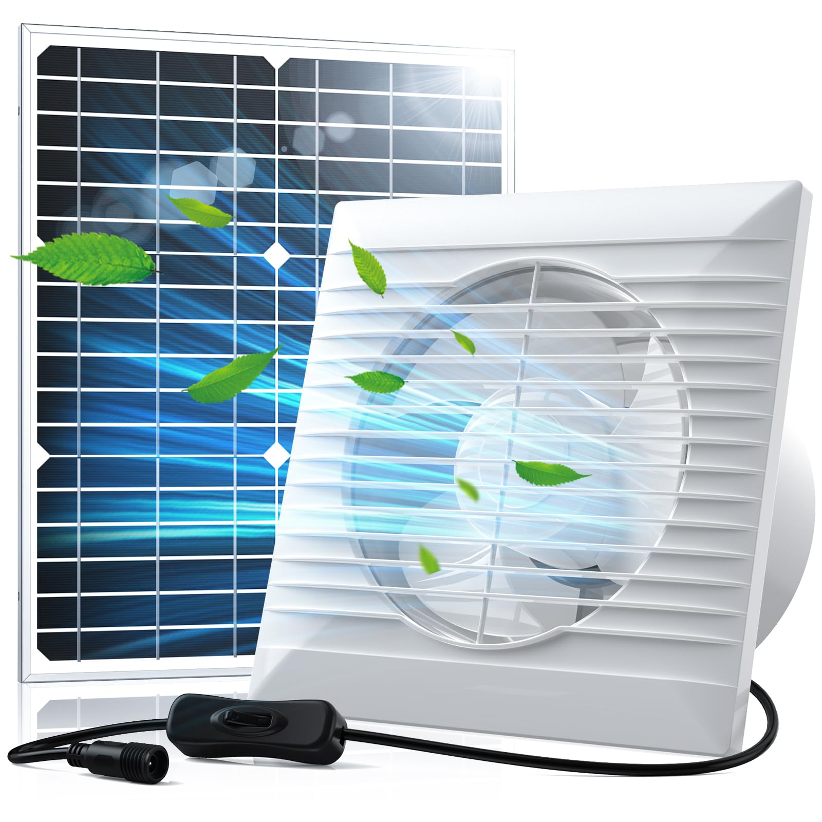 20W Solar Powered Exhaust Fan Pro - 8 Inch High Speed Ventilation Fan with Anti-backflow Valve - Wall Mount Solar Vent Fan for Greenhouse Cooling, Shed Ventilation, Chicken Coop Airflow & Garage Cooling System - Perfect for Agriculture, Livestock & Home Ventilation Needs