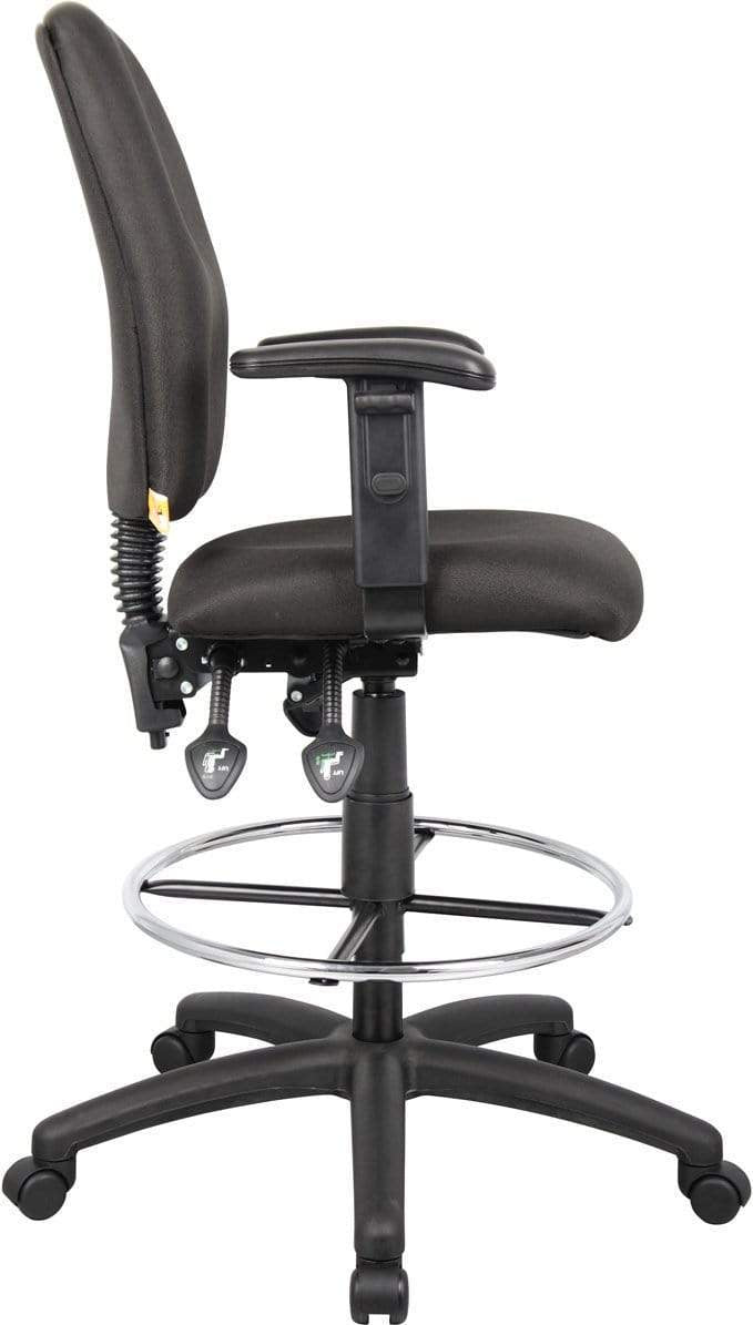 Boss Multi-Function Fabric Drafting Stool [B1635 BK] - Adjustable Height Office Chair for Artists, Designers & Tattoo Studios - Ergonomic Stool for Drawing, Sewing & Crafting Workstations