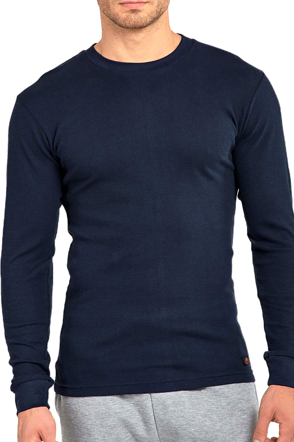 Men's Classic Waffle-Knit Thermal Long Sleeve Shirt - Navy Blue, Medium Weight, X-Large - Perfect for Winter Layering, Outdoor Activities & Cold Weather Workwear