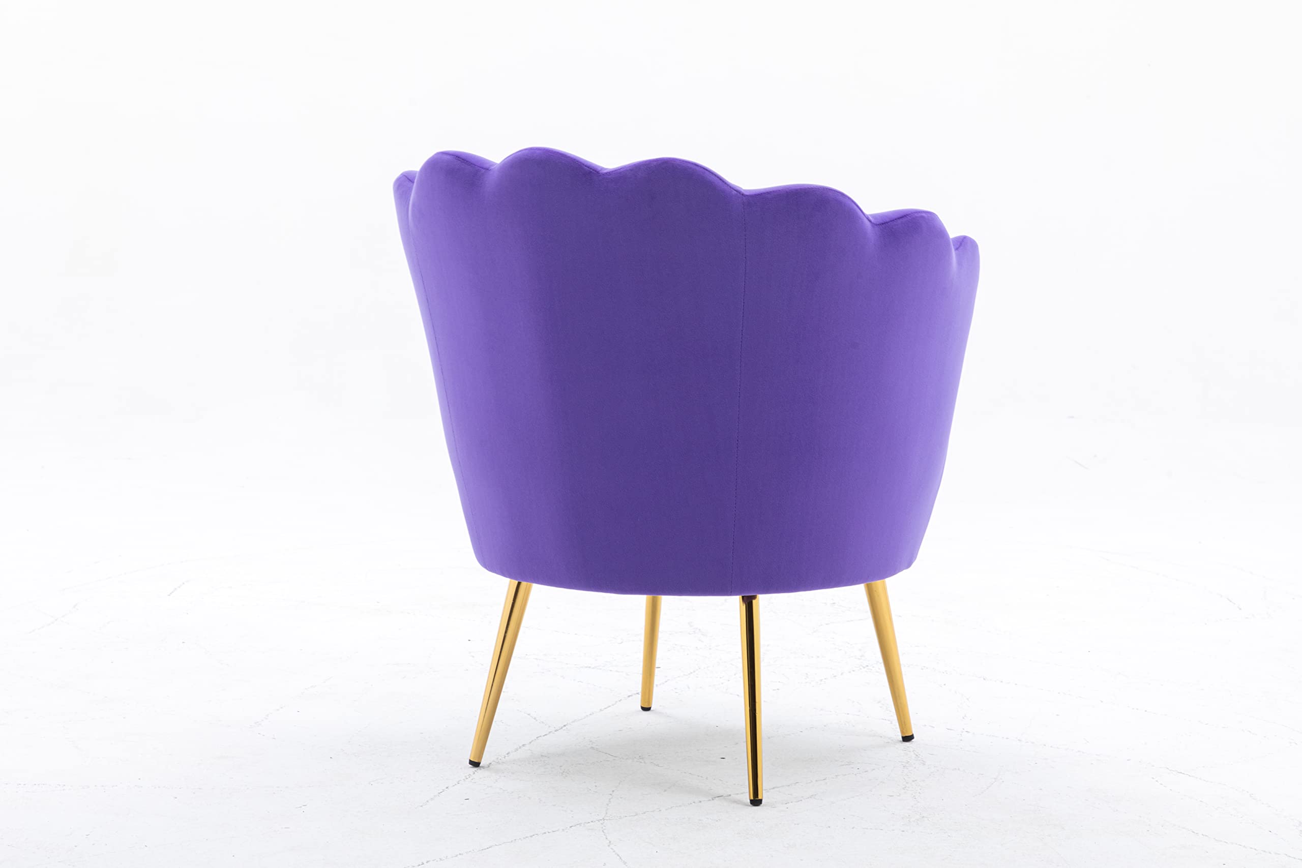 ZOBIDO Modern Velvet Accent Chair - Comfy Upholstered Armchair with Golden Metal Legs for Bedroom, Living Room, Vanity & Dining - Perfect Makeup Chair, Desk Chair & Lounge Seating (Purple)