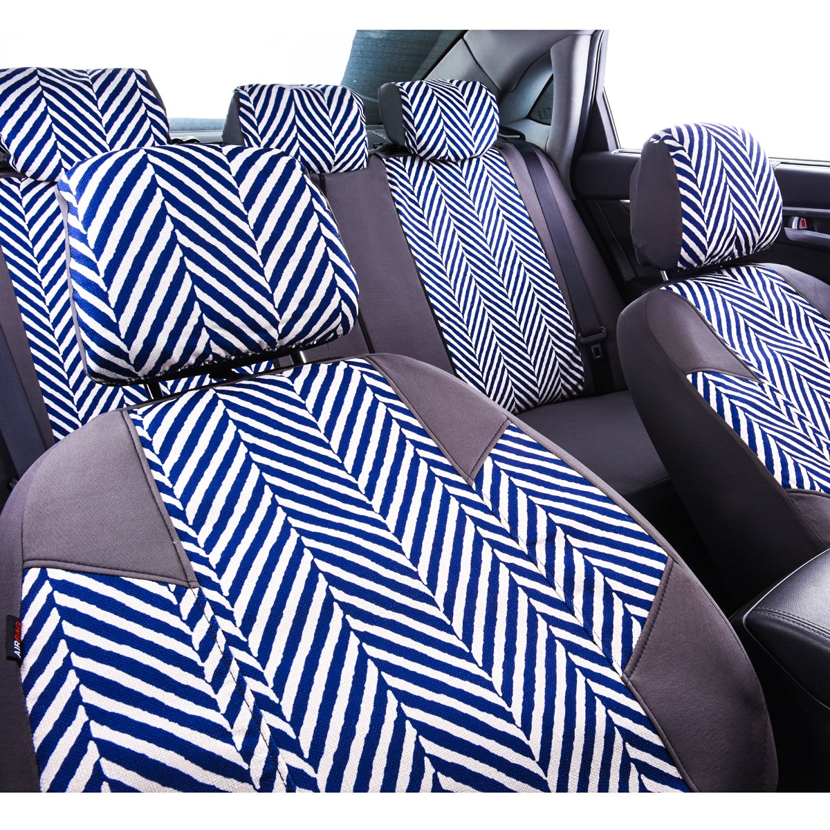 Premium Universal Fit Linen Car Seat Covers for SUVs, Trucks, Sedans & Vans - Airbag Compatible with Opening Holes (Charcoal Grey & Navy Blue) | Durable, Breathable & Stylish Protection for Daily Commute, Road Trips & Family Travel