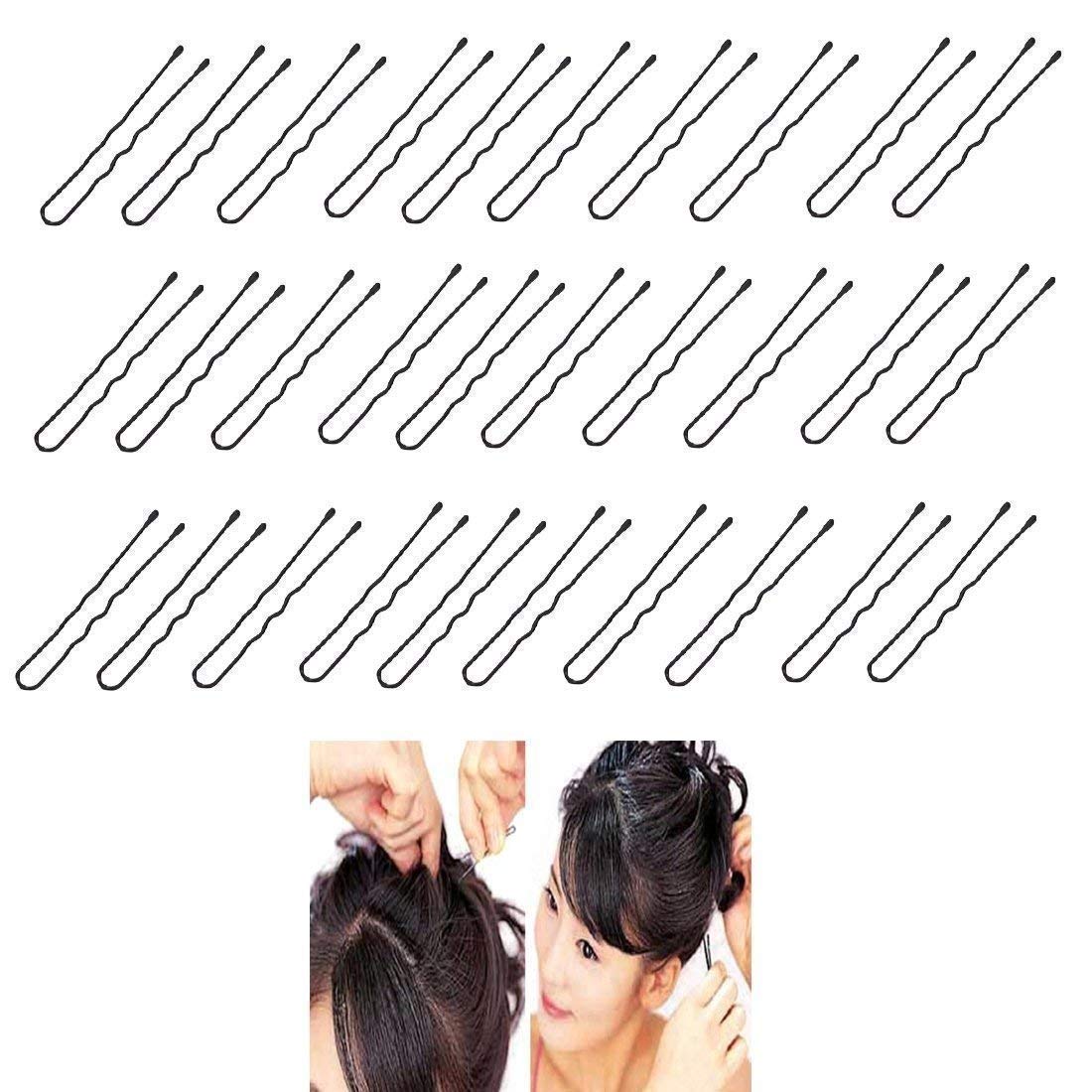MANODHRUVA® 100 Pcs U-Shaped Bobby Pins for Updos, Braids & Buns - Black Metal Hair Clips (6.5cm, 100-Pack) - Perfect for Weddings, Prom & Everyday Hairstyling