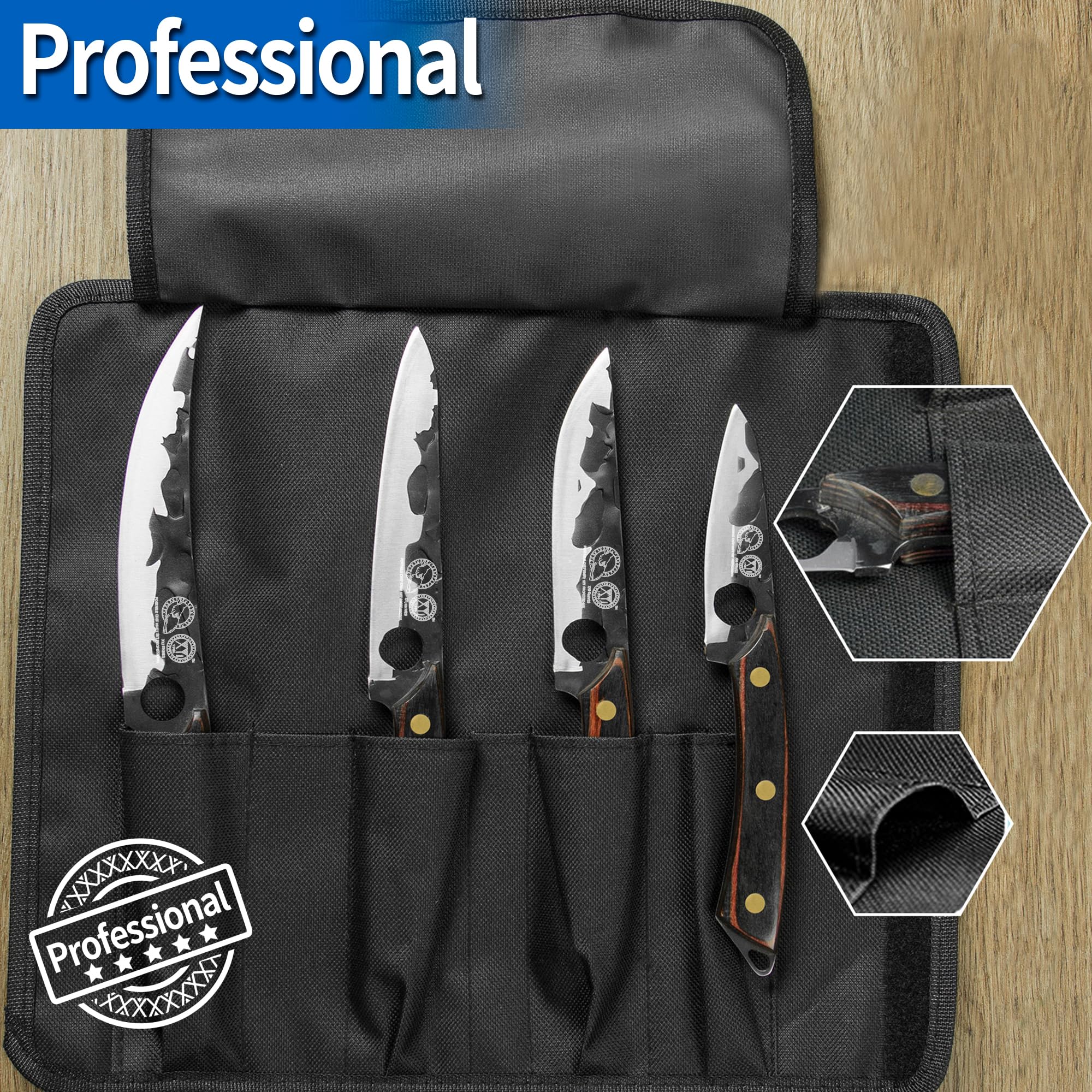 XYJ Professional Kitchen Knife Set - 6-Piece High-Carbon Stainless Steel Forged Chef Knives with Full Tang Design (Chef Knife, Cleaver, Carving Knife, Nakiri) Includes Carrying Case & Poultry Shears - Perfect for Home Cooking, Professional Chefs & Culinary Enthusiasts