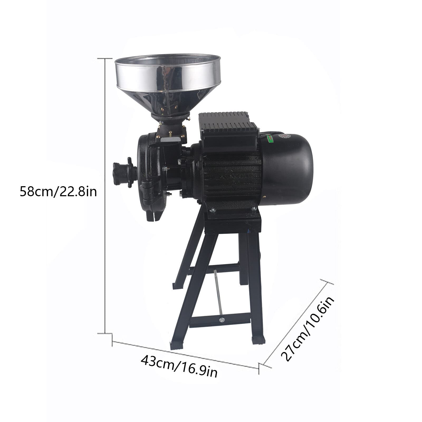 110V 2200W Commercial Electric Grain Grinder for Corn, Wheat & Cereals - Heavy Duty Flour Mill Machine for Feed & Dry Ingredients | Perfect for Bakeries, Farms & Home Use