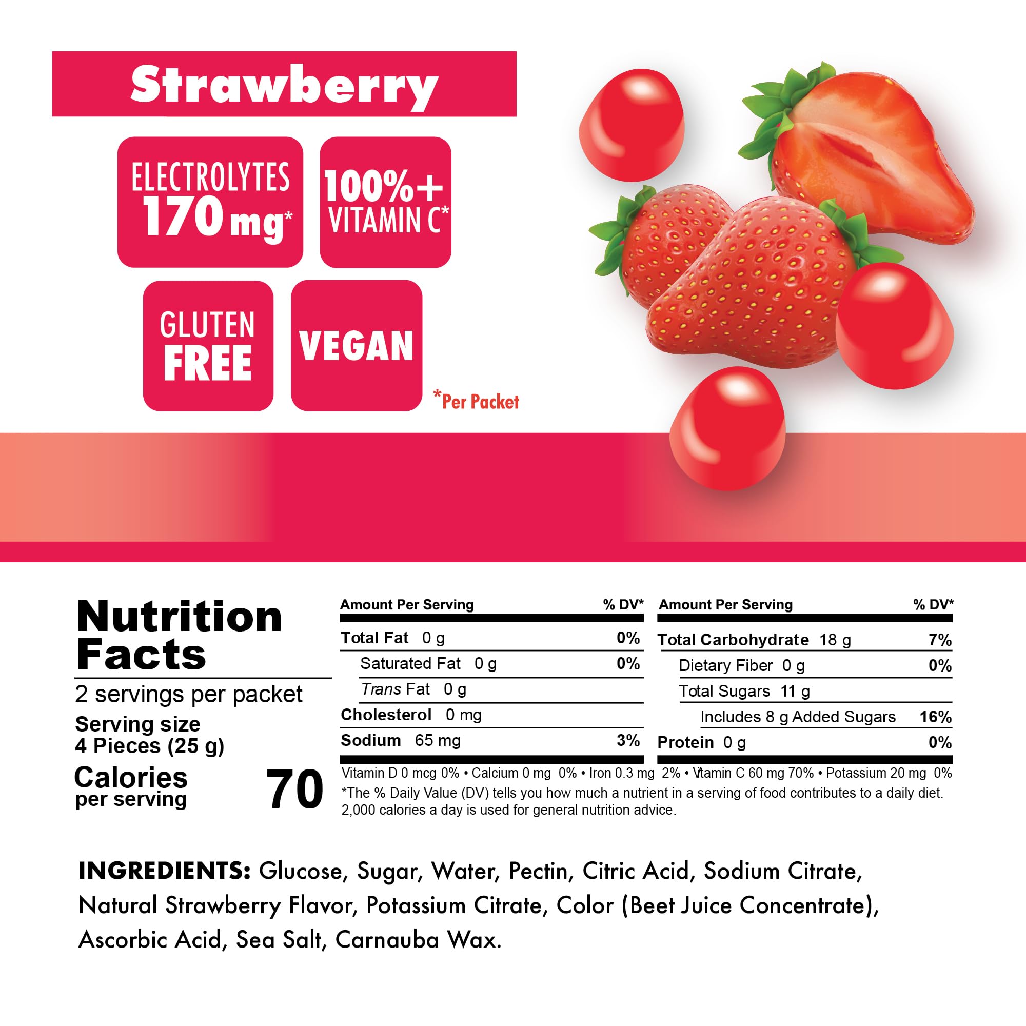 Bonk Breaker Energy Chews - Dairy-Free & Gluten-Free Quick Energy Snacks for Athletes, 10 Packets (Strawberry Flavor) - Perfect for Running, Cycling & Outdoor Adventures