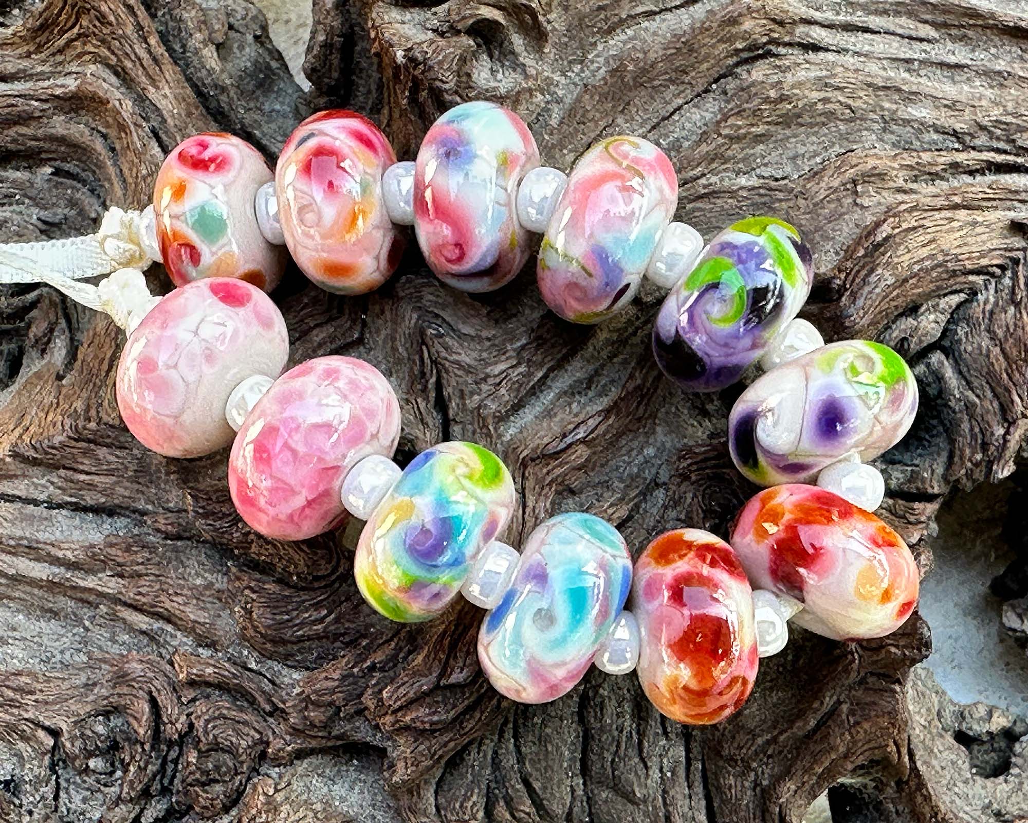 12 Pairs Summer Melody Lampwork Glass Beads Set for Jewelry Making - DIY Bracelets, Necklaces & Craft Projects - Perfect for Beaders and Artisans