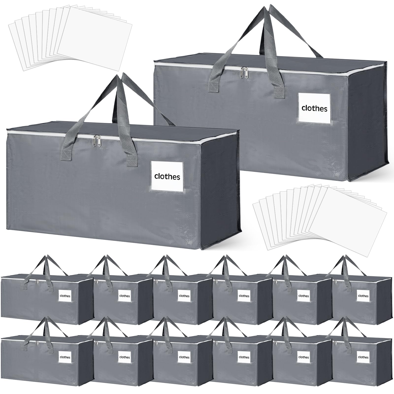 12-Pack Heavy Duty Moving Boxes with Zippers & Handles - 93L Large Storage Totes (28.7