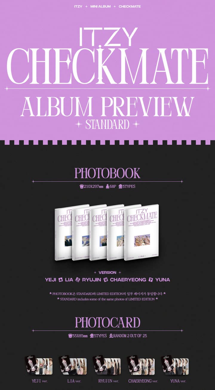 ITZY CHECKMATE 5th Mini Album CHAERYEONG Version - Kpop Merchandise with 68p Photo Book, 2p Photo Cards, Mini Poster, Stickers & More | Perfect for Kpop Fans, Collectors and Gift Giving