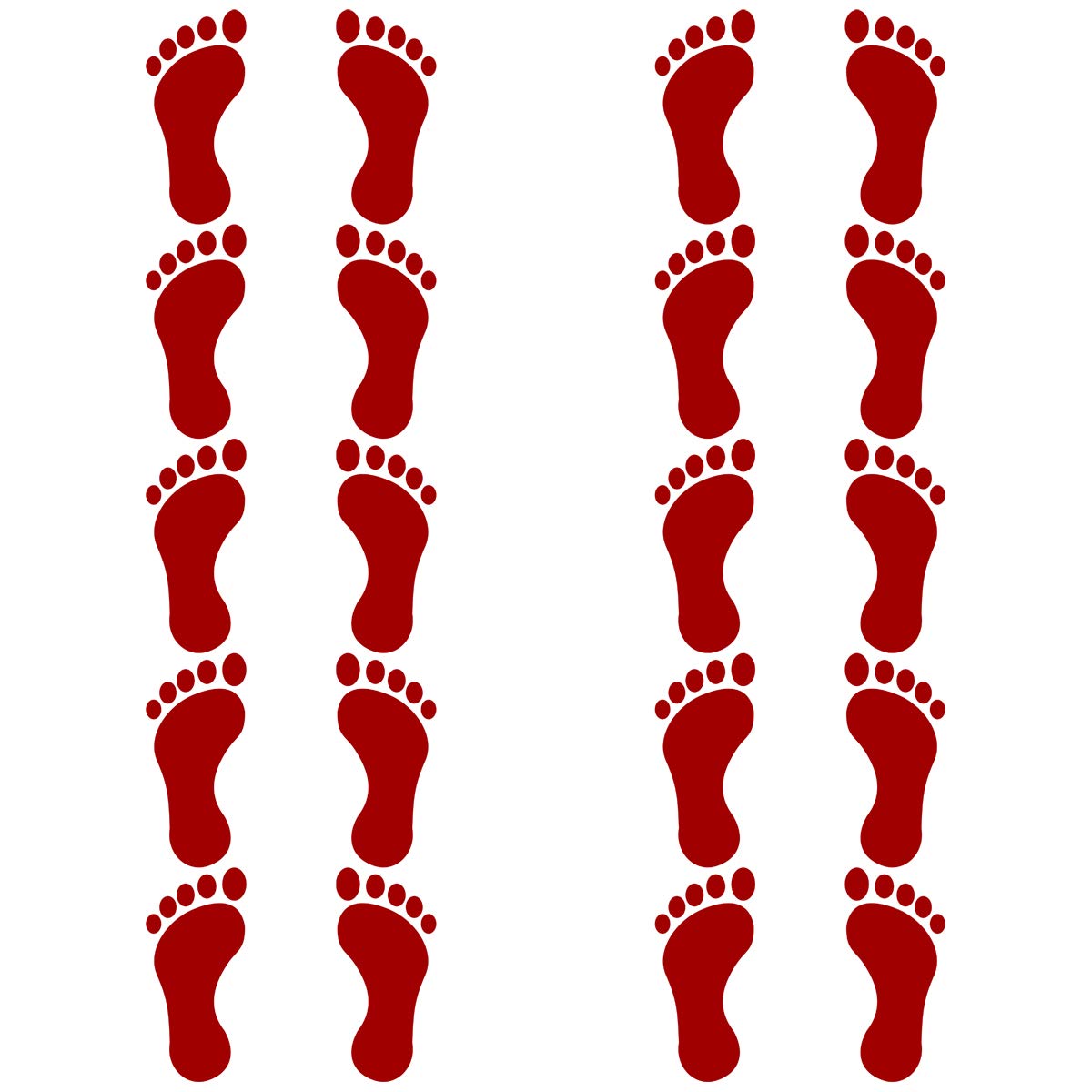 VWAQ Burgundy Footprint Vinyl Decals - 20 Pack Peel and Stick Floor & Wall Stickers for Home Decor, Nursery, Playroom - DIY Removable Decorative Stickers for Kids Room, Bathroom, Stairs