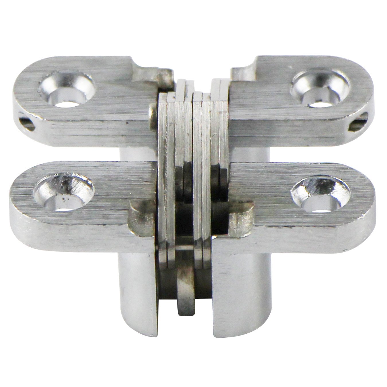 UOOOM 1 Pair Heavy Duty Stainless Steel Invisible Hinges - 180 Degree Concealed Cross Hinge for Folding Doors & Cabinets (32-A#) - Perfect for Kitchen Cabinets, Wardrobes & Furniture Installation