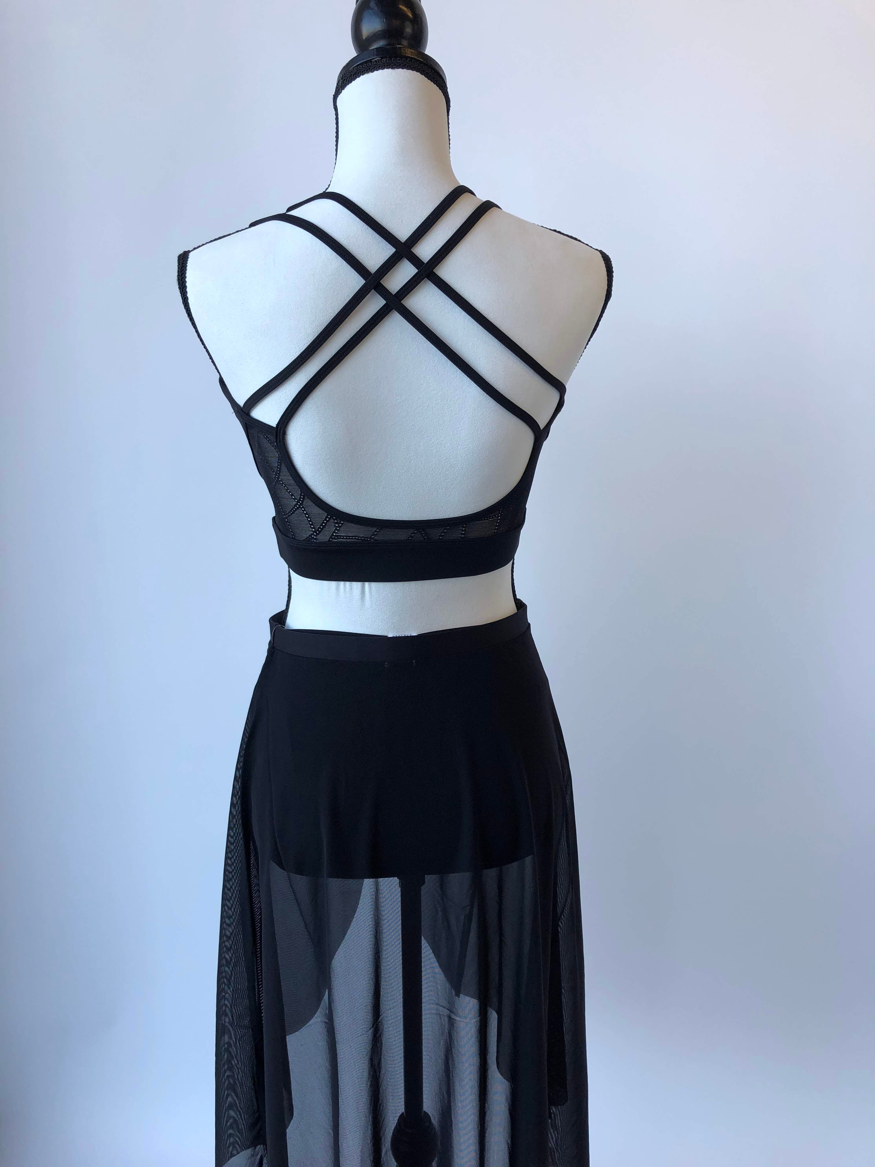 M7052LM Women's Mesh X Back Crop Top - Sexy Summer T-Shirt for Casual Wear, Beach, and Night Out