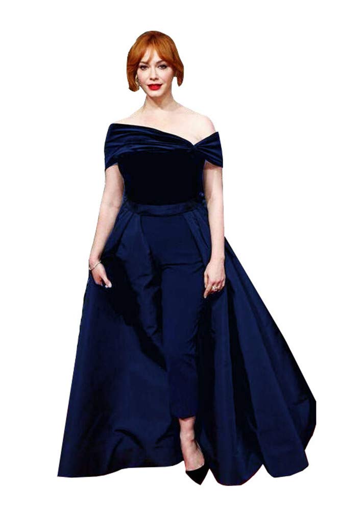 VeraQueen Women's Off Shoulder Jumpsuit with Detachable Skirt - Sleeveless Satin Prom Gown Pants for Evening Formal Wear | Perfect for Weddings, Parties & Special Occasions