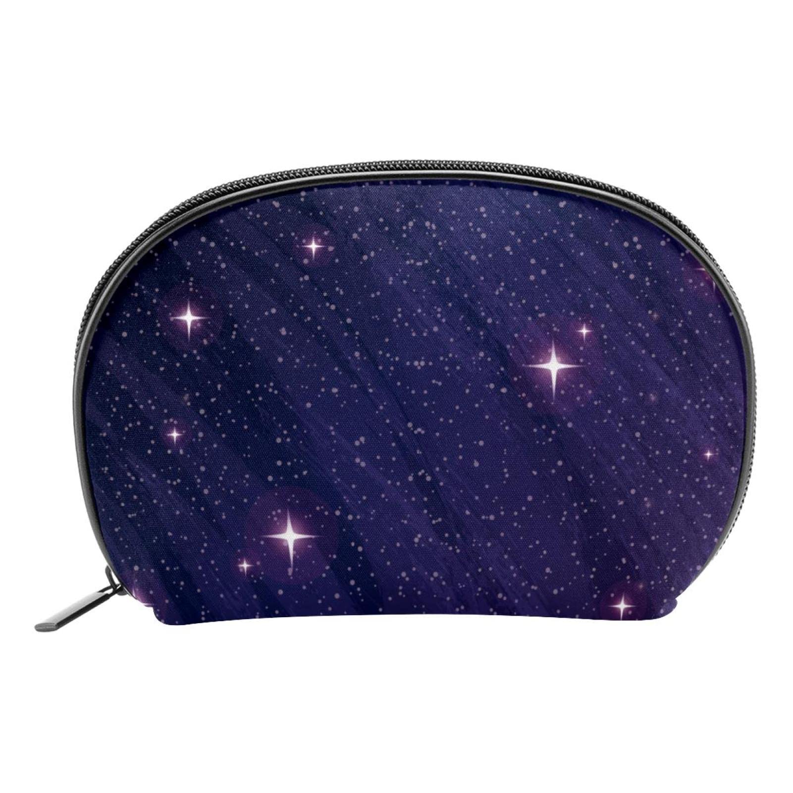 Galaxy Space Themed Semi-Circular Cosmetic Bag - 7.5x2.2x5 Inch Travel Makeup Organizer with UV Galactic Print - Perfect for Travel, Home Storage & Gift Giving